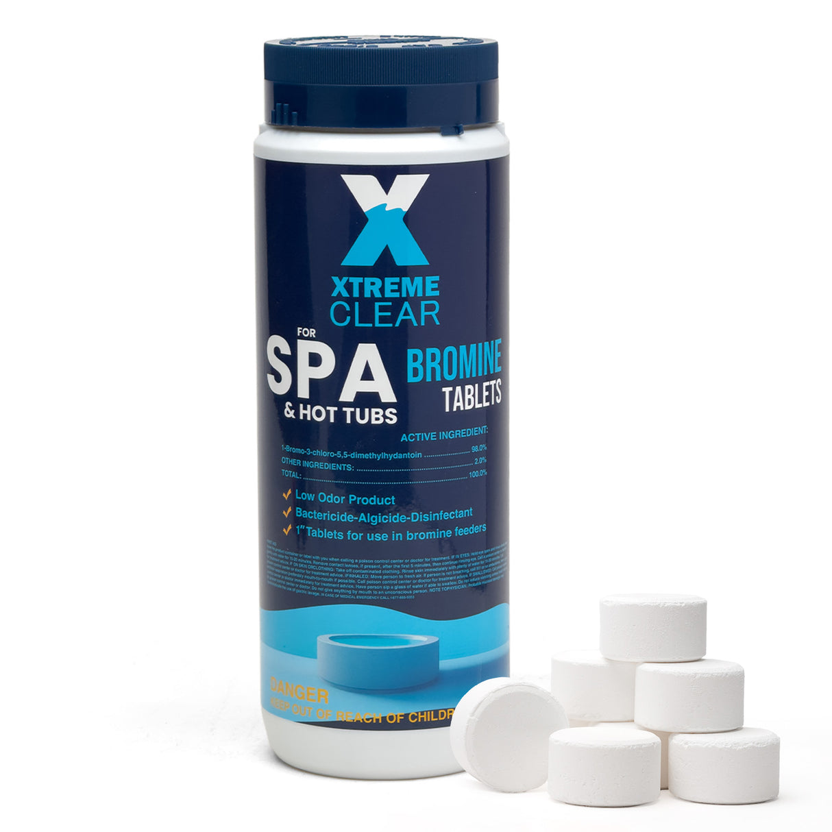 Xtremeclear Bromine Tablets for Spa & Hot Tub – 1.5 lbs Bottle, 1-Inch Tablets
