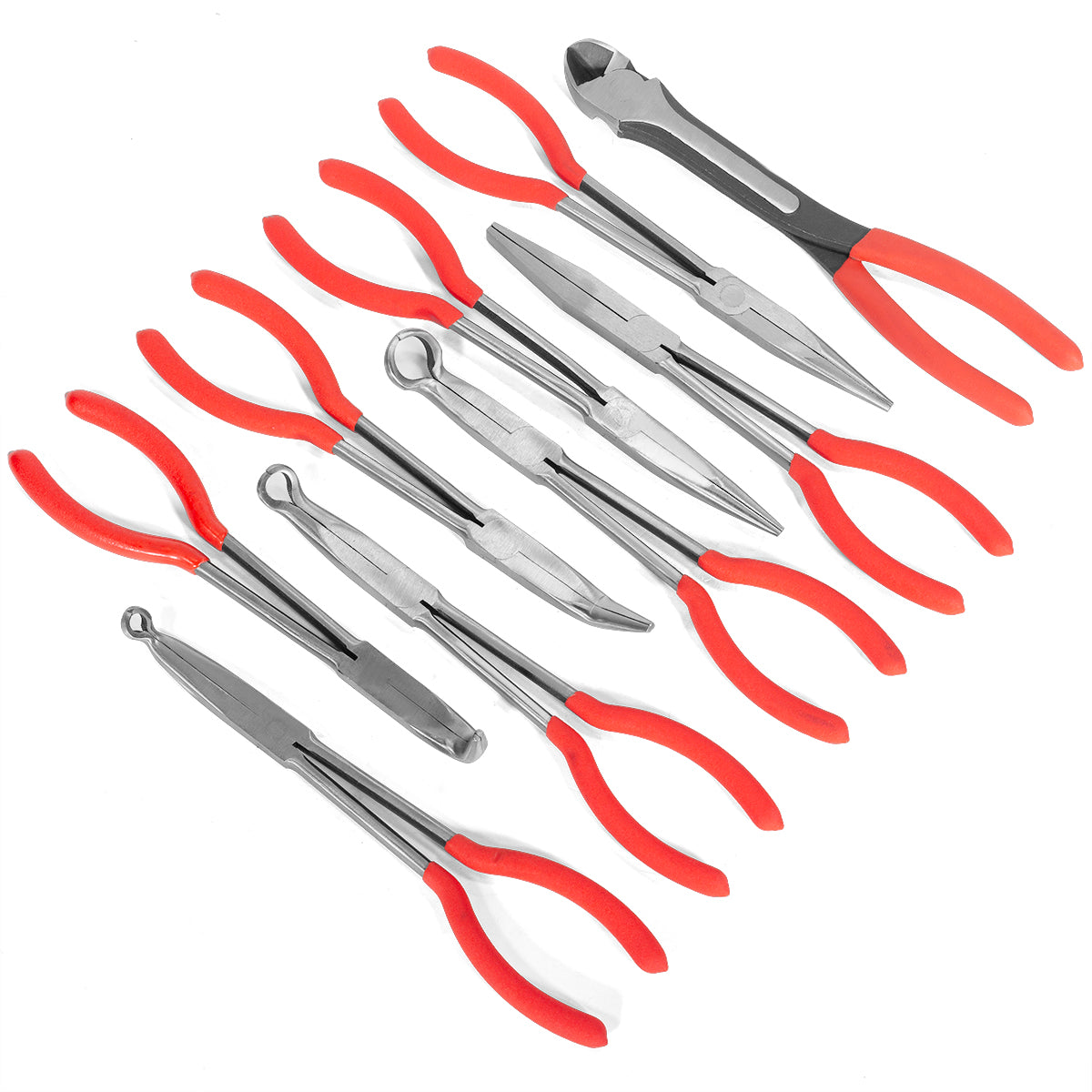 XtremepowerUS 9pc Long Reach Plier 11" Mechanics Electricians Craft W/ Pouch