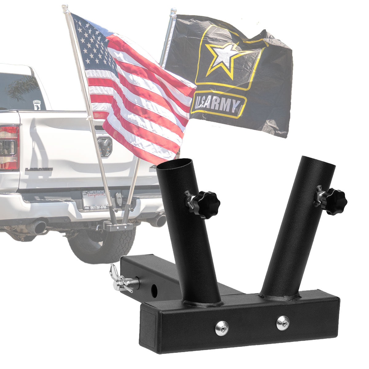 Hitch Mount Flag Pole Holder Bracket For 2'' Trailer Truck Receivers Travel