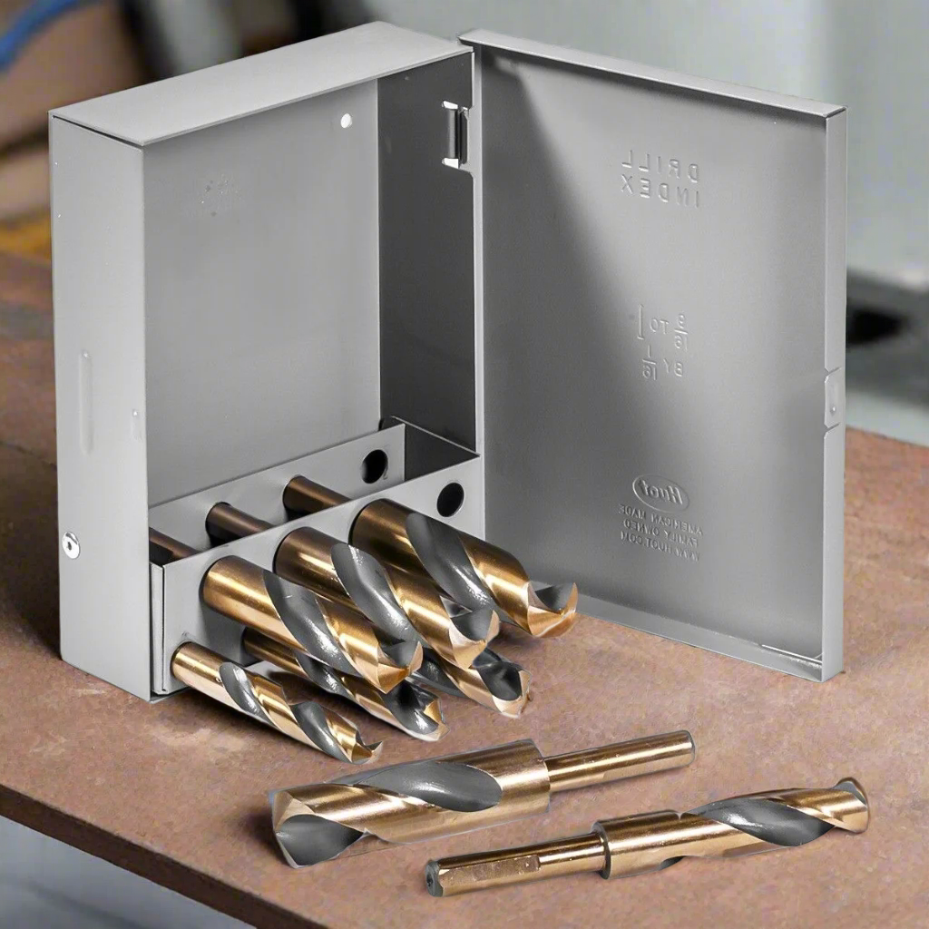 XtremepowerUS 8-Pieces Jumbo Silver & Deming Drill Bit Set Index 9/16" To 1"