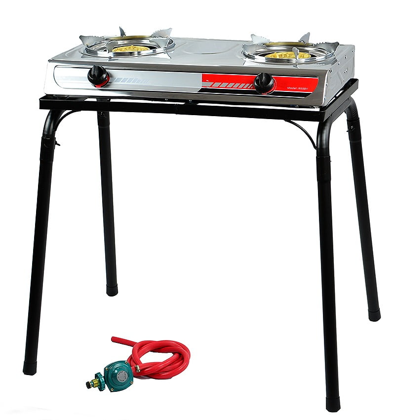 XtremepowerUS Outdoor 2-Burner Stove Propane Range Auto Ignition LPG w/ Stand