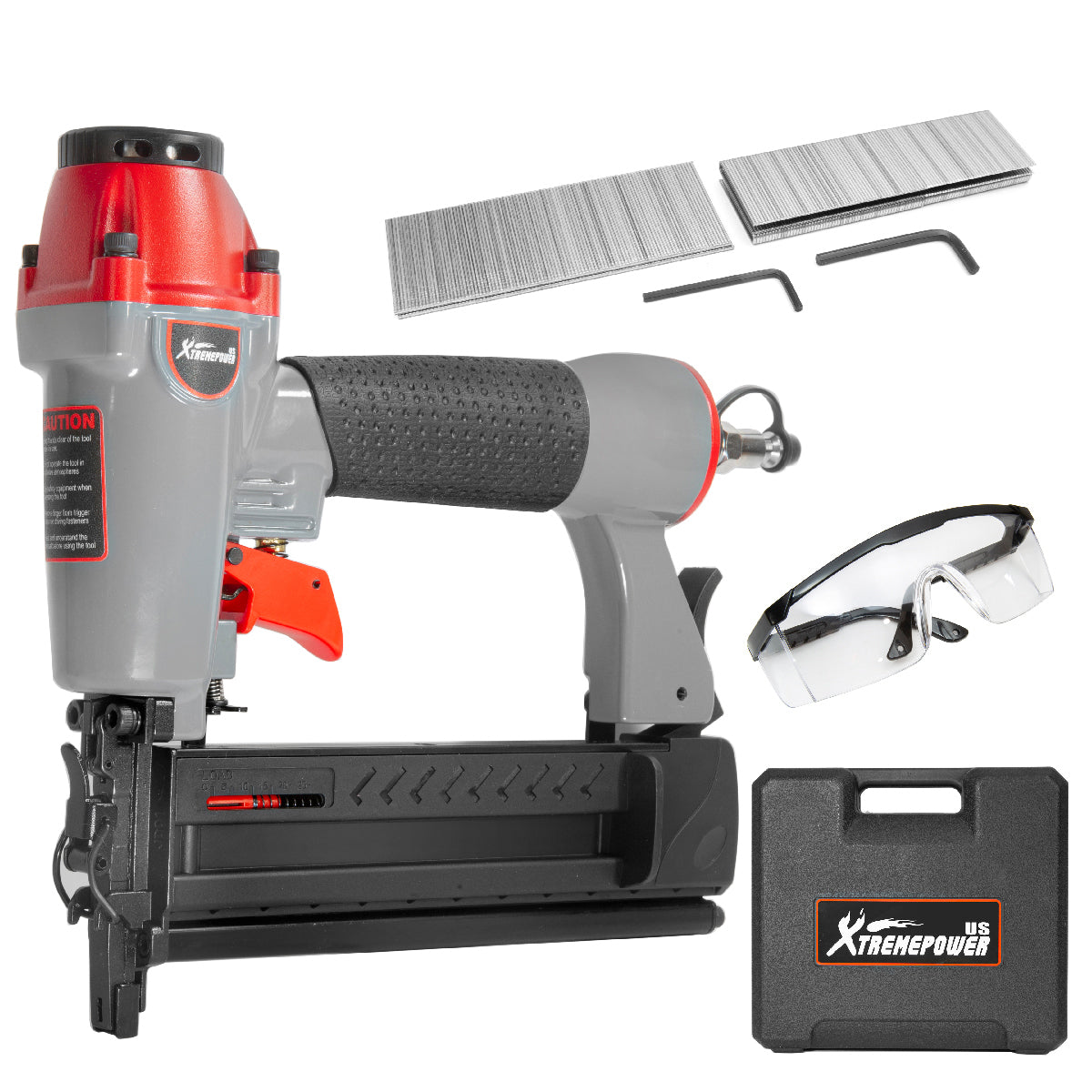XtremepowerUS Pneumatic Brad Nailer 2-in-1 Nail Gun Staple Gun 18-Gauge W/ Case