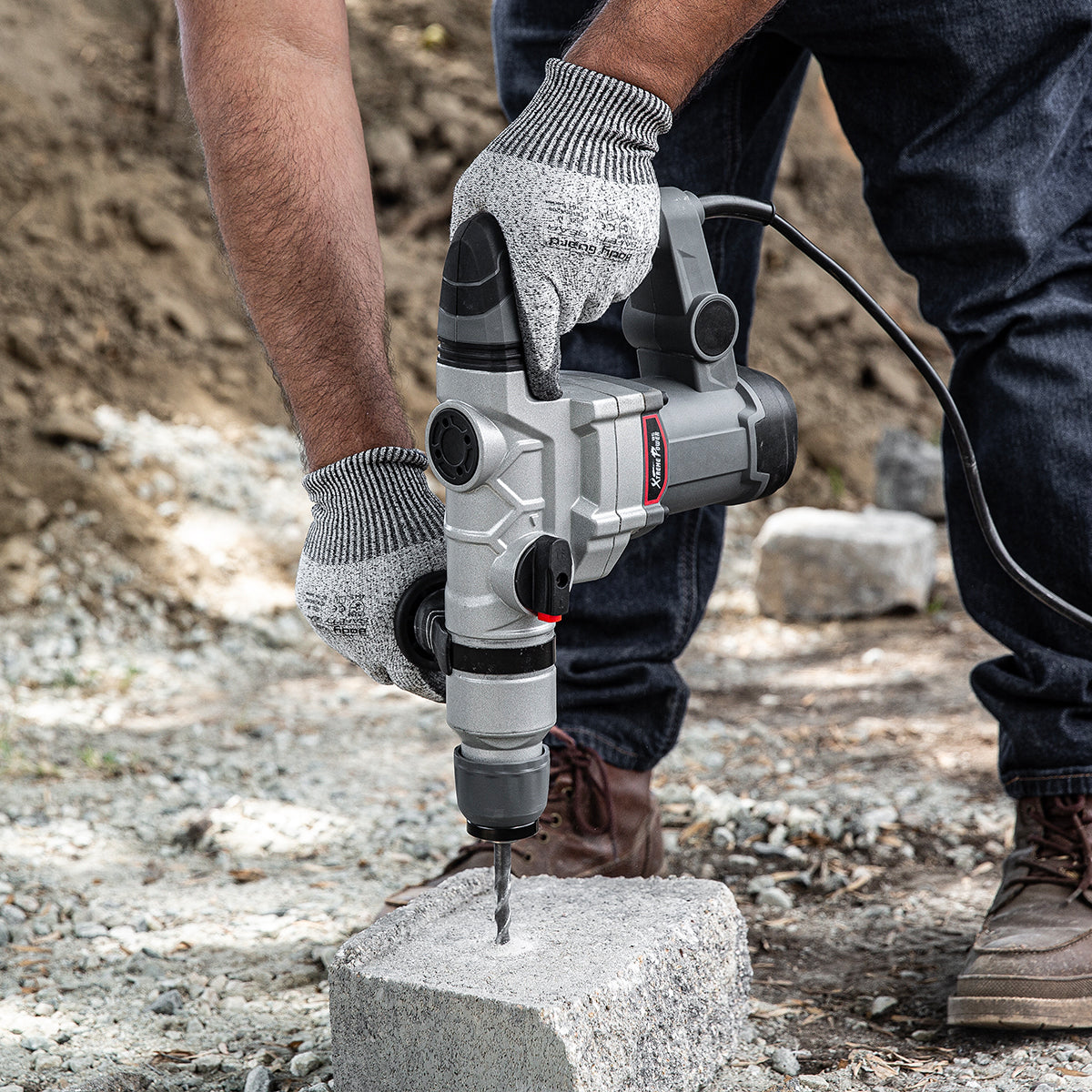 XtremepowerUS 1" SDS Electric Rotary Hammer 15J Drill Chisel Drilling Flat Bits