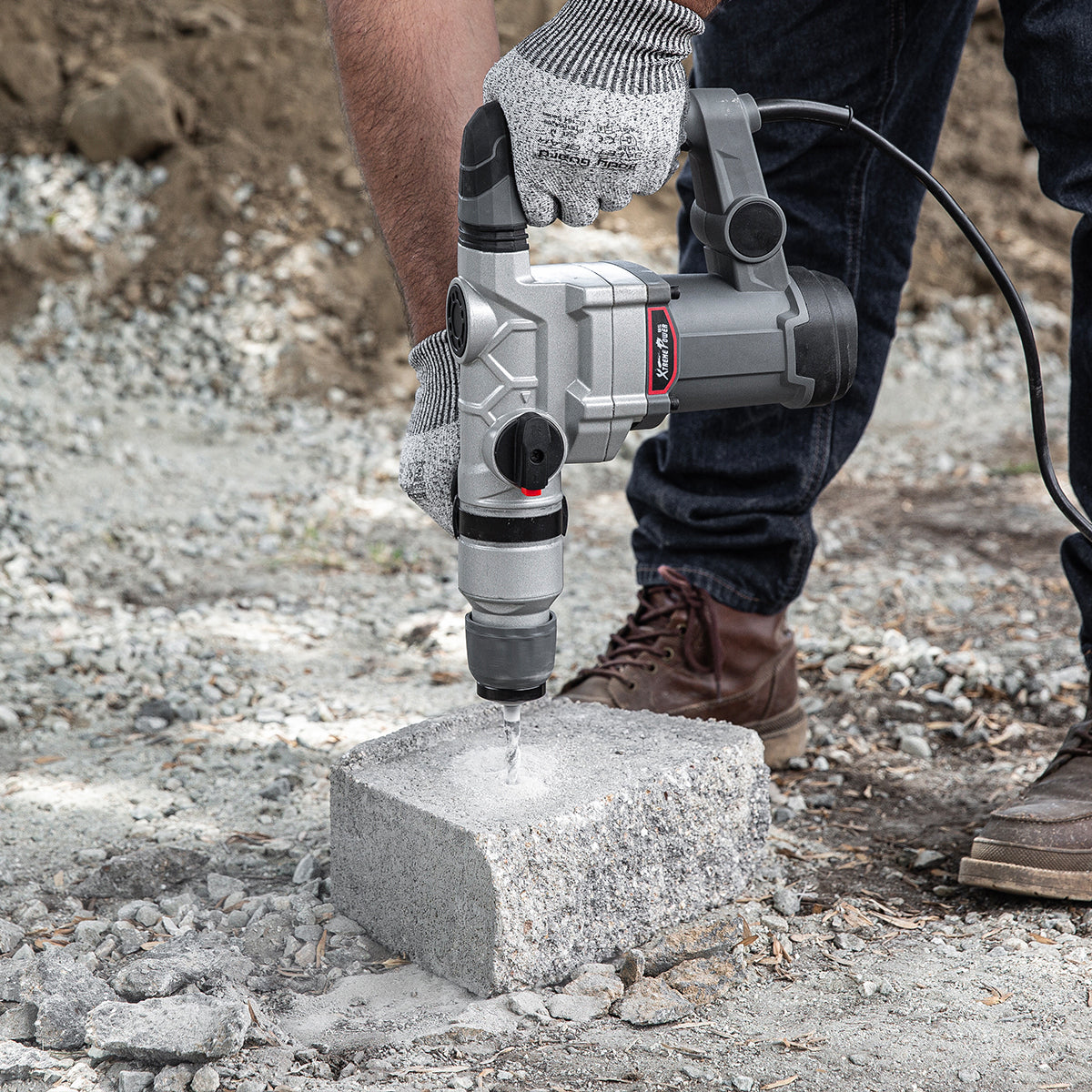 XtremepowerUS 1" SDS Electric Rotary Hammer 15J Drill Chisel Drilling Flat Bits