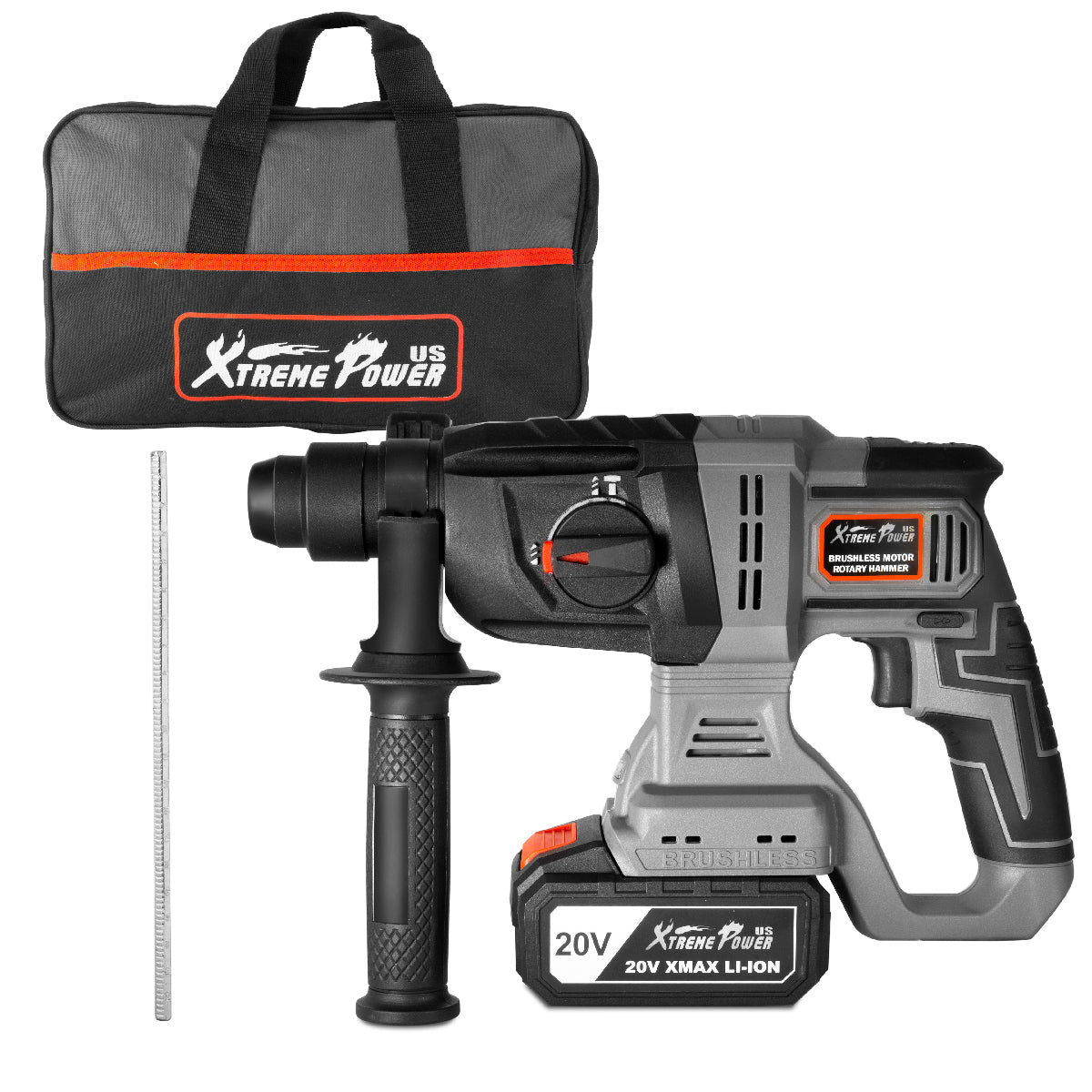 XtremepowerUS 20V Max SDS-Plus Rotary Hammer Drill Brushless 4.0Ah Lithium Bag