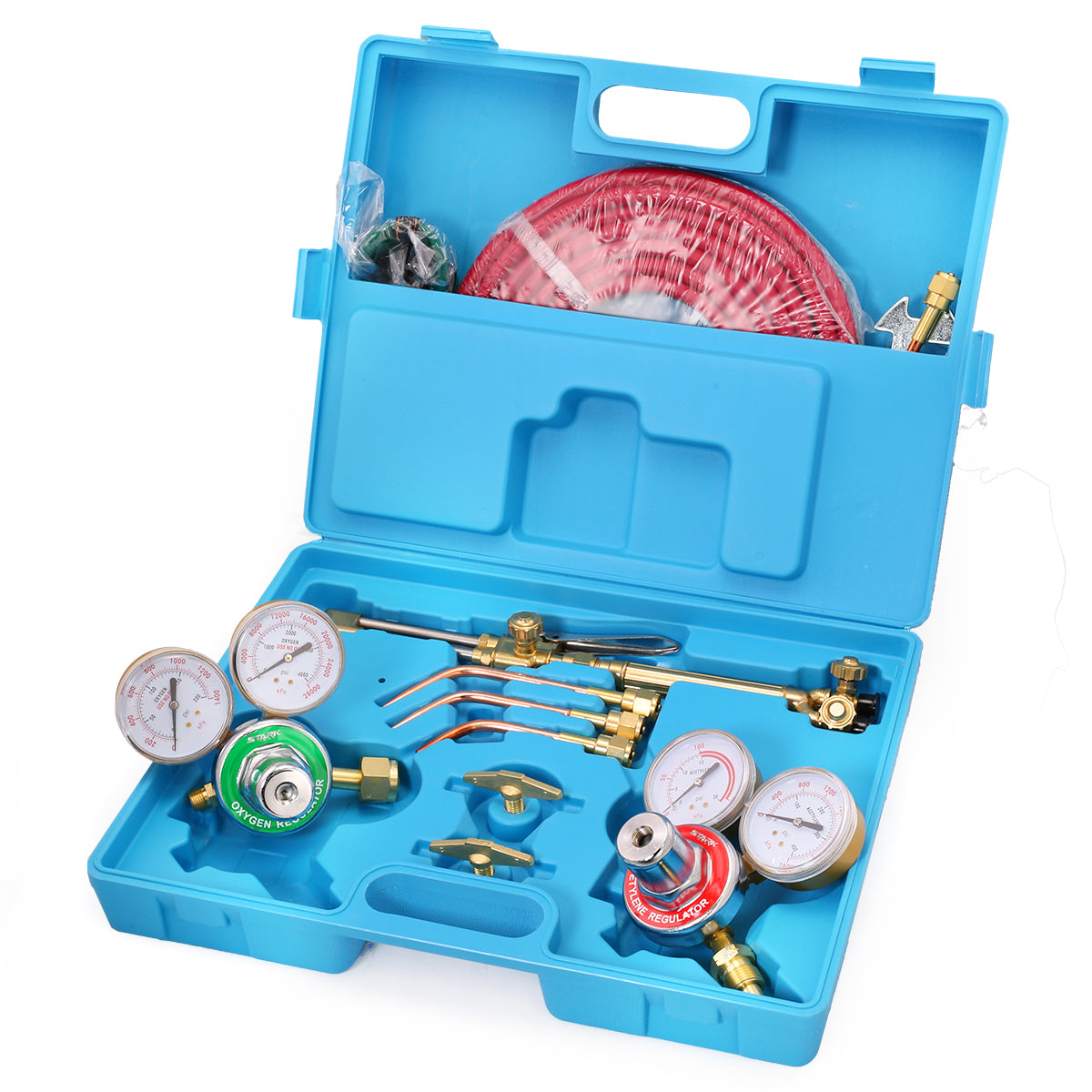 Stark USA Oxygen Acetylene Welder Tool Kit w/ (4) Nozzles Cutting Torch 15' ft