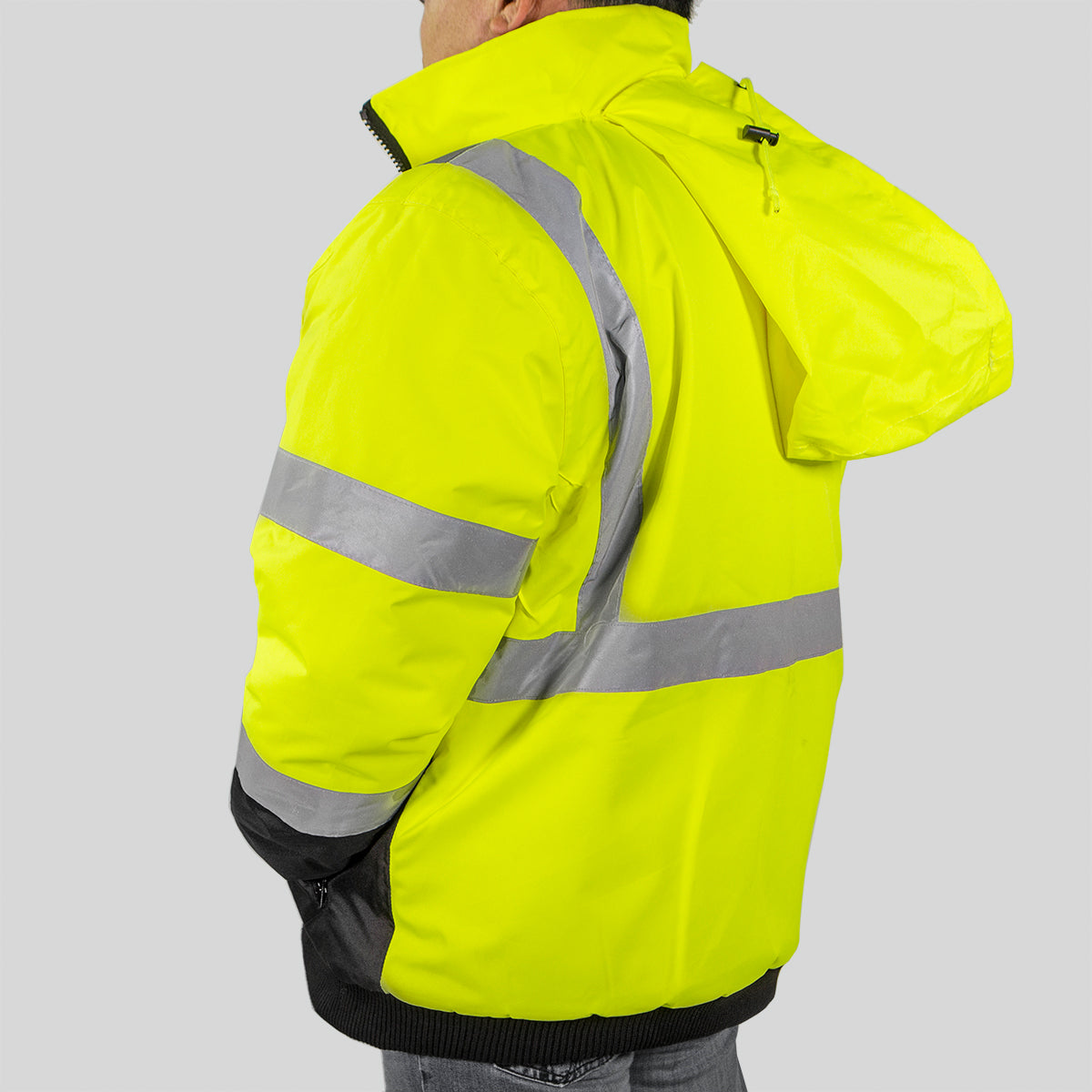 Hi-Vis Class 3 Safety Jacket Neon Reflective Coat Bomber Jacket XXXL