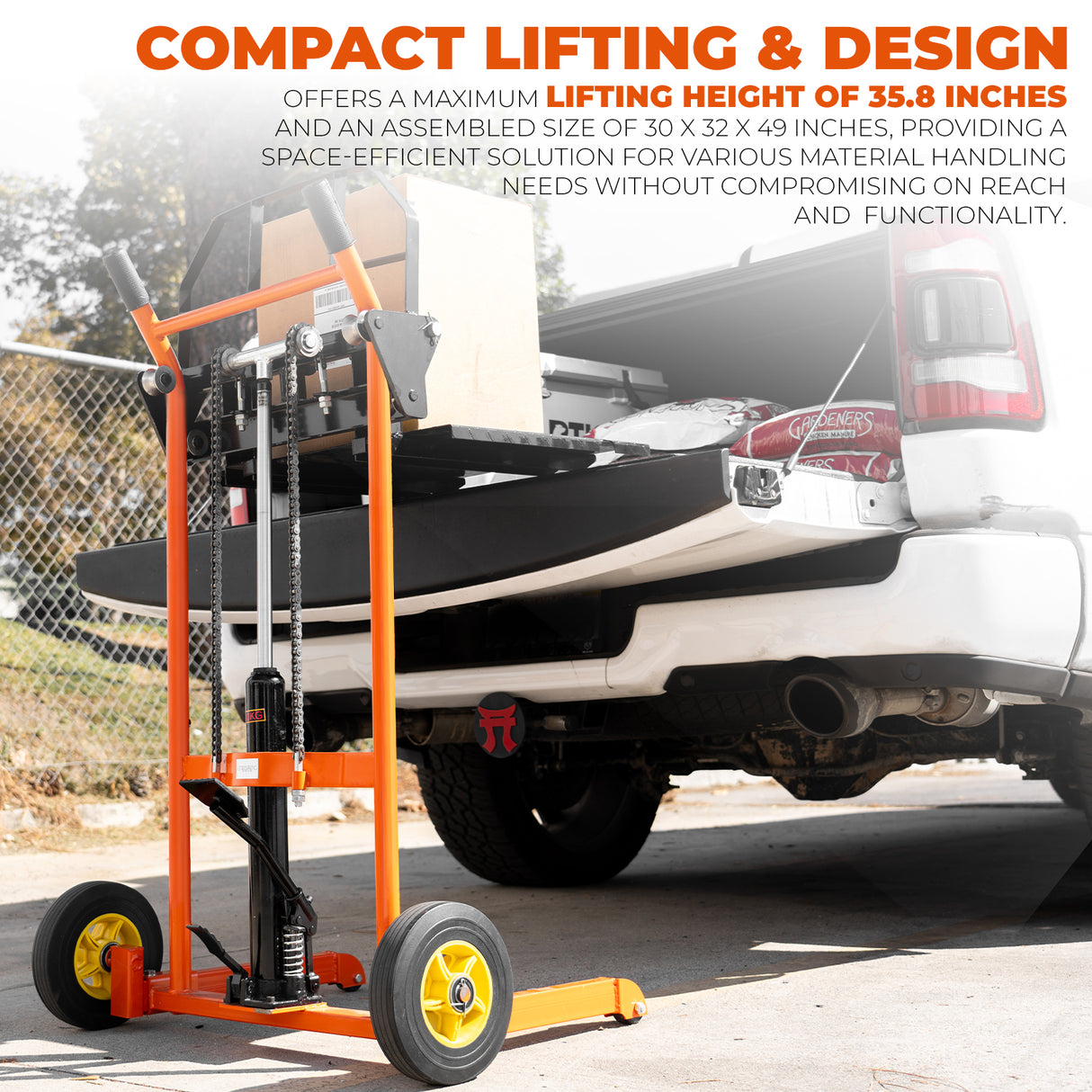 Stark USA Hydraulic Material Winch Stacker 440lbs Pallet Truck Dolly Fork Lift