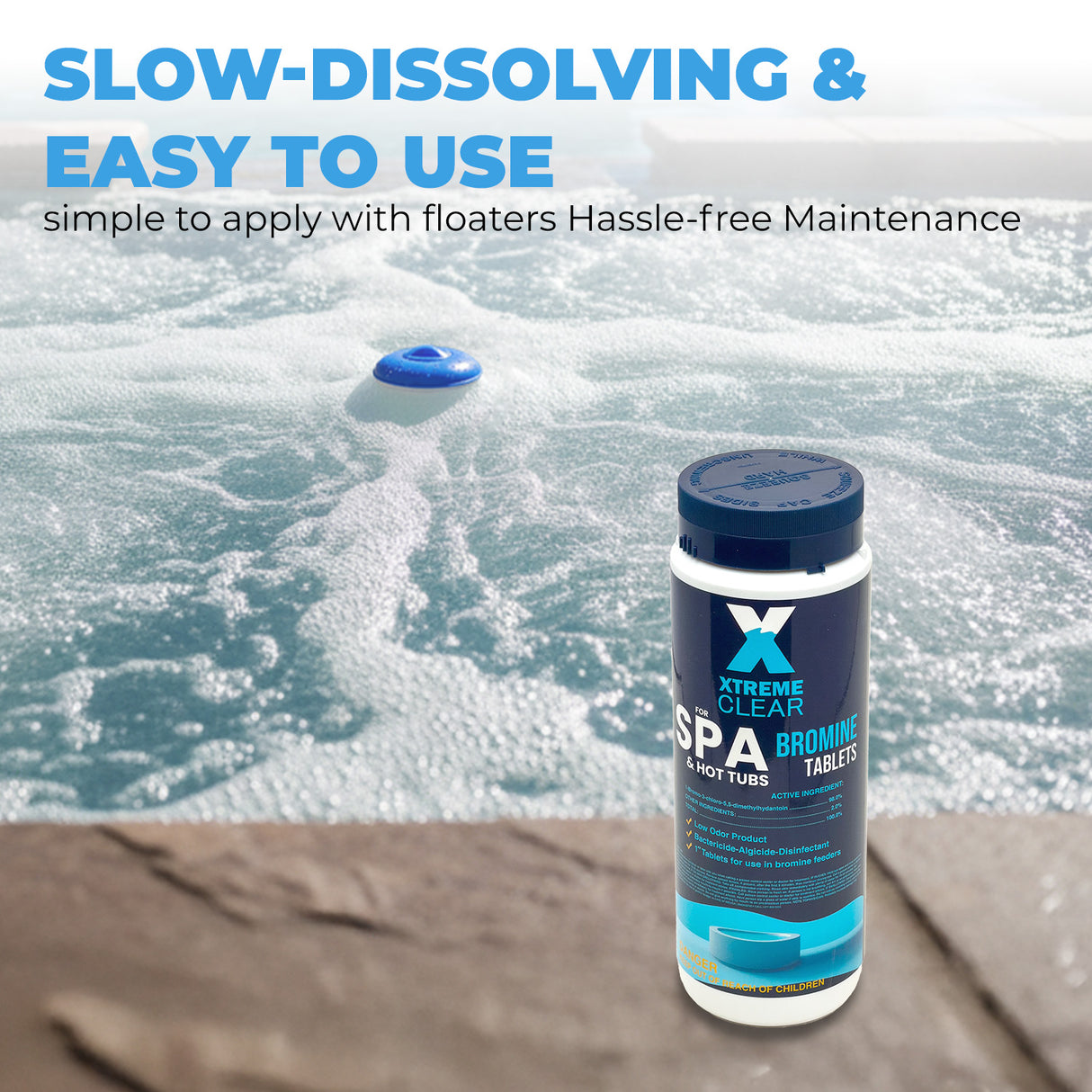 Xtremeclear Bromine Tablets for Spa & Hot Tub – 1.5 lbs Bottle, 1-Inch Tablets, 2 Pack