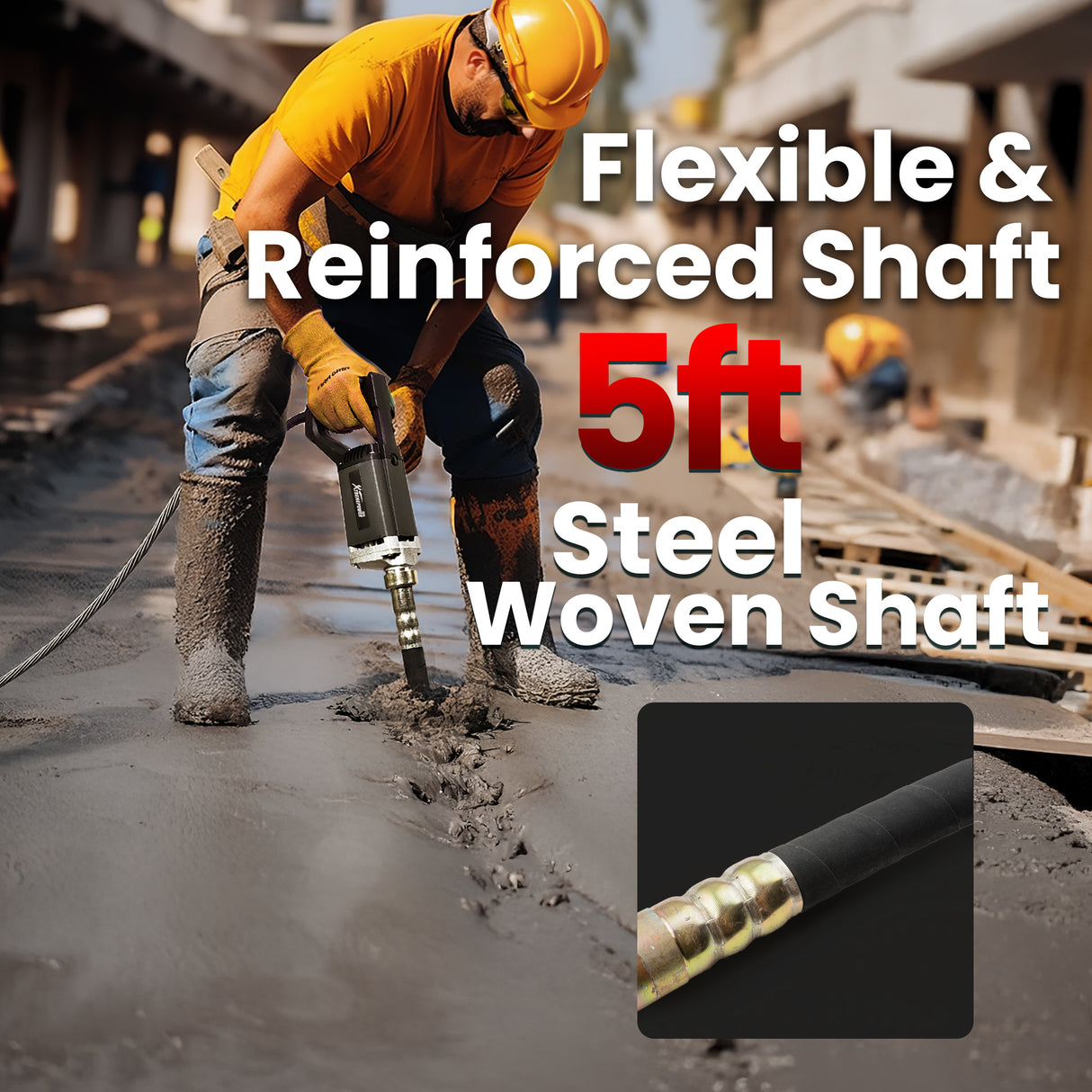 XtremepowerUS 780W Handheld Concrete Vibrator Construction 1.5M Flexible Shaft