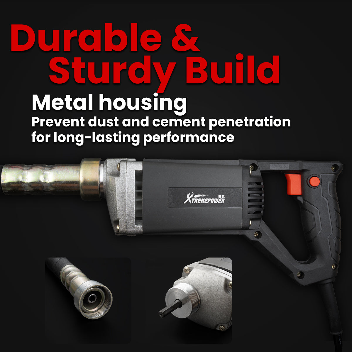 XtremepowerUS 780W Handheld Concrete Vibrator Construction 1.5M Flexible Shaft