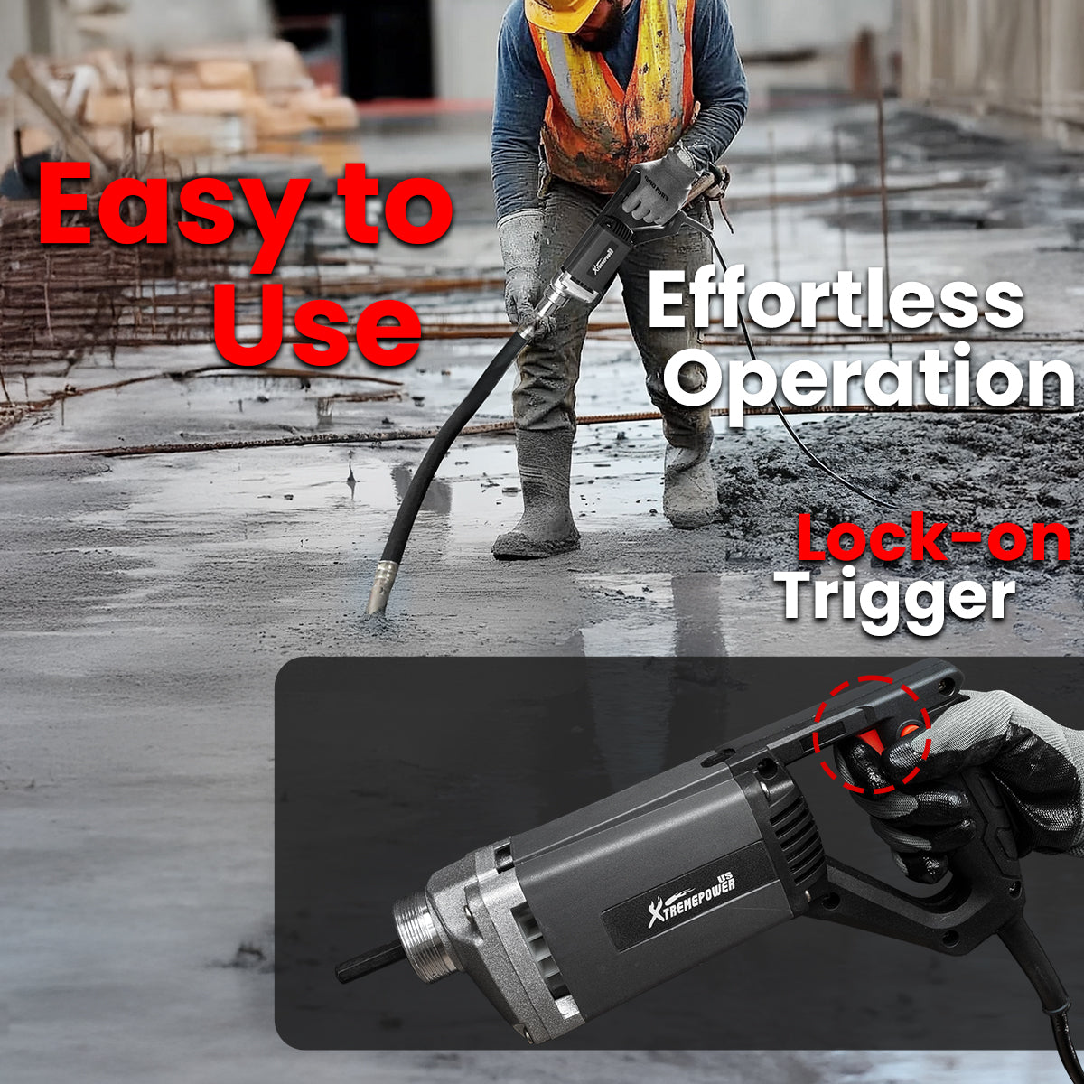XtremepowerUS 780W Handheld Concrete Vibrator Construction 1.5M Flexible Shaft