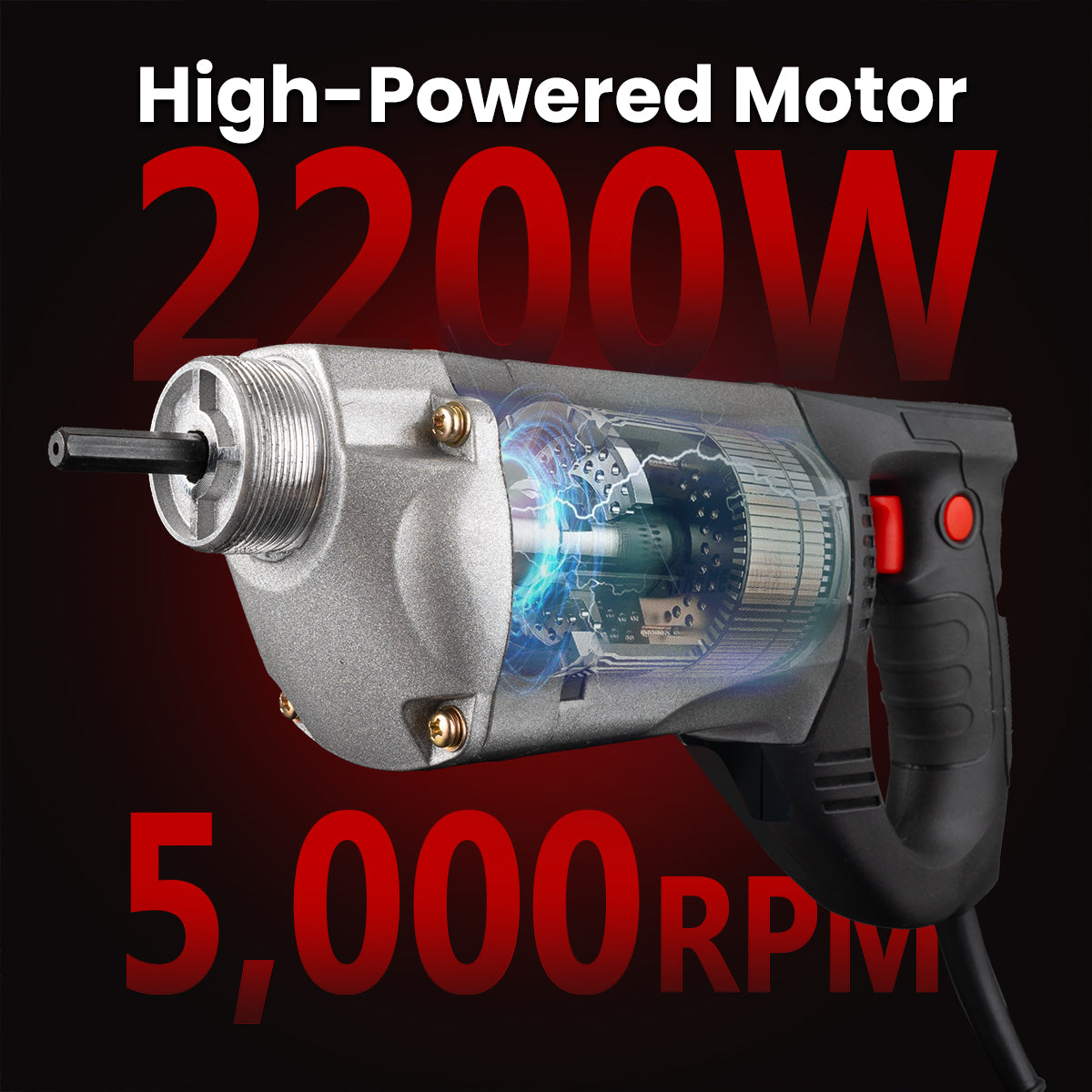 XtremepowerUS 2200W Electric Concrete Vibrator 5 feet Long Shaft Concrete