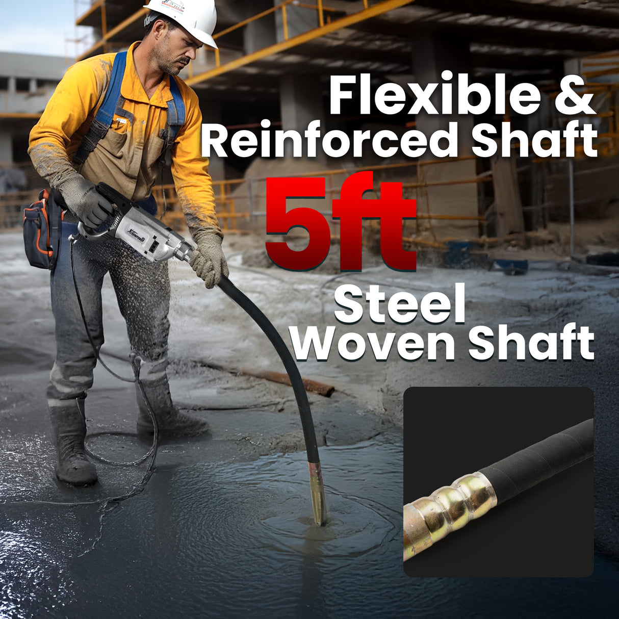 XtremepowerUS 2200W Electric Concrete Vibrator 5 feet Long Shaft Concrete