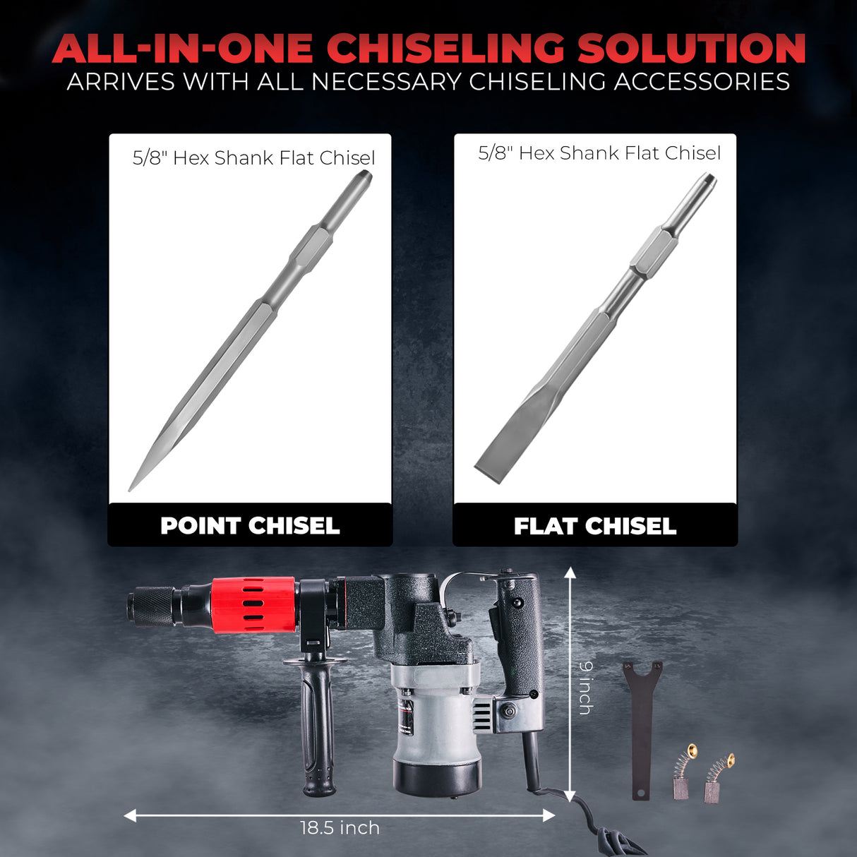 XtremepowerUS 1000W Demolition Electric Jack Hammer Chisel Bit Set With Case