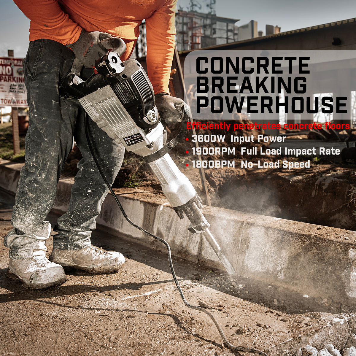 XtremepowerUS 3600W Electric Jack Hammer Demolition Concrete Breaker 2 Chisel