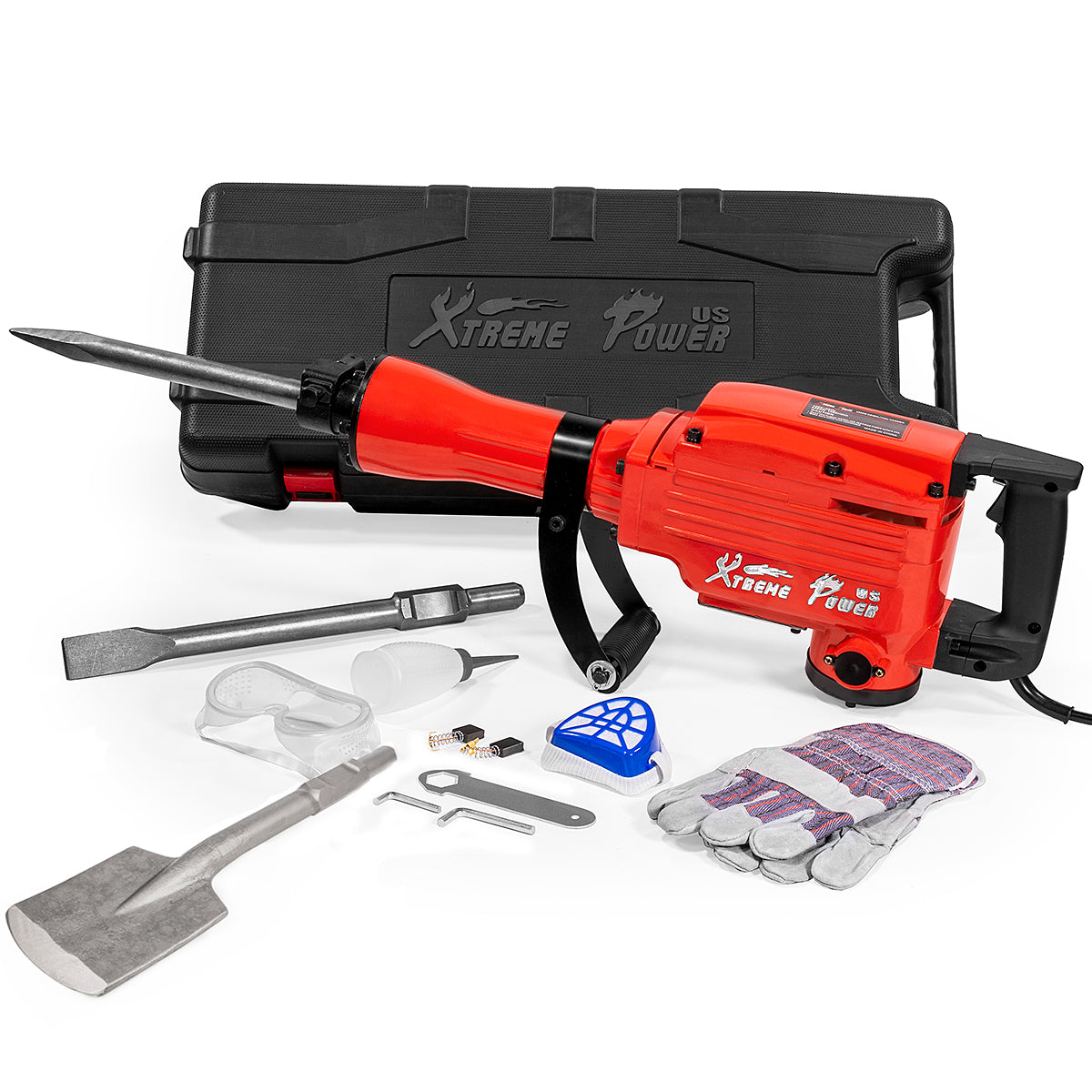 XtremepowerUS 2200W Electric Demolition Jack Hammer W/ Chisel & Shovel Bits Set