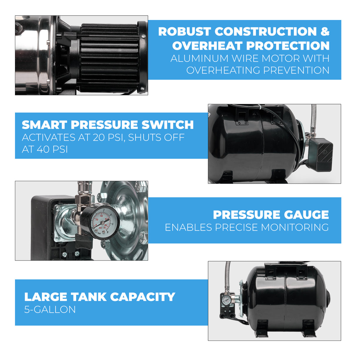 XtremepowerUS 1.6HP Booster Jet Pump Shallow Water 1" Well System Pressurized