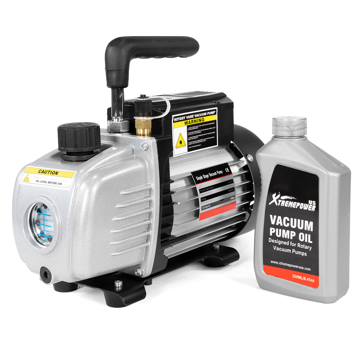 XtremepowerUS Single-Stage 3CFM Rotary Vane Deep Vacuum Pump 1/4HP HVAC AC Air