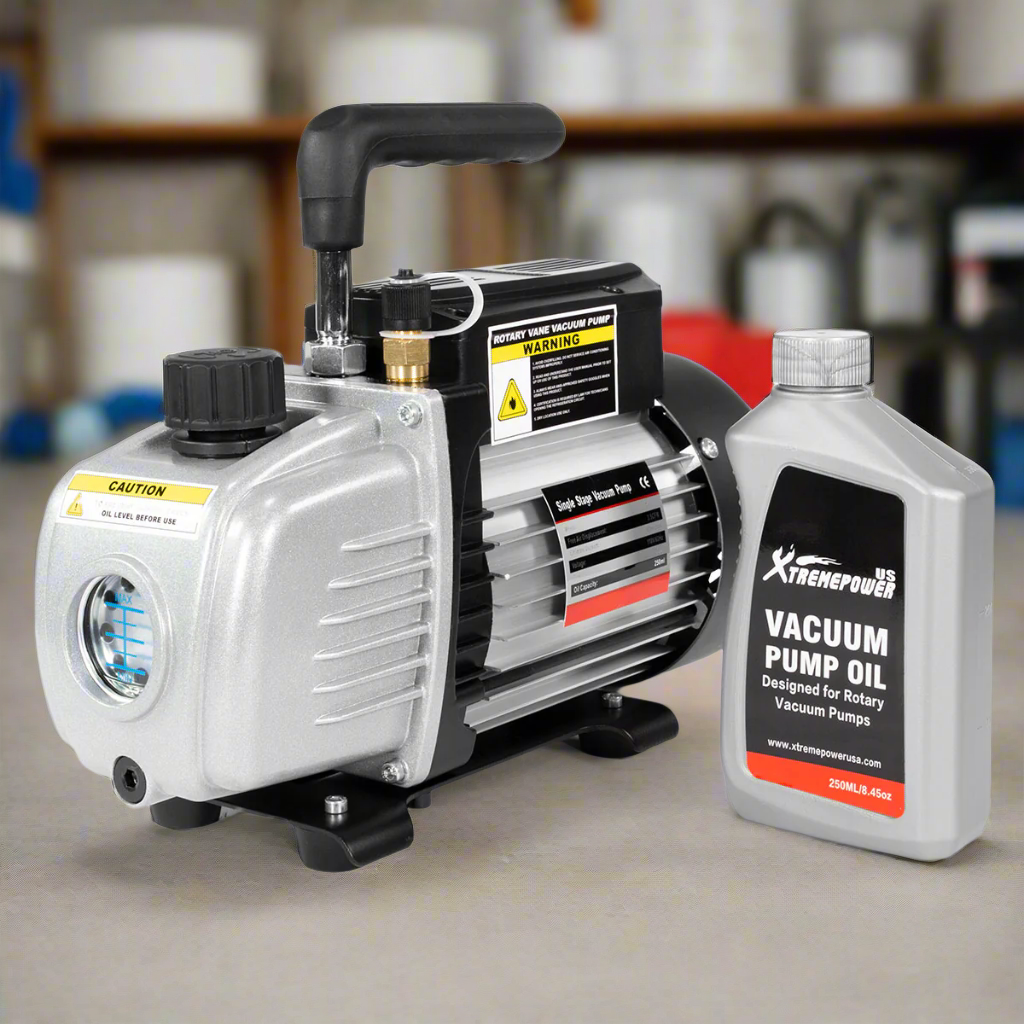XtremepowerUS Single-Stage 3CFM Rotary Vane Deep Vacuum Pump 1/4HP HVAC AC Air