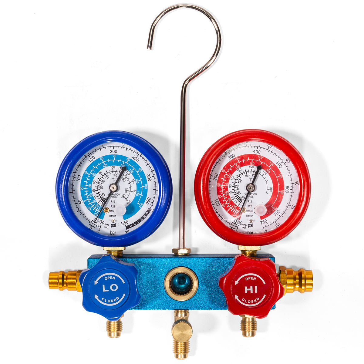 XtremepowerUS 4 Way AC Manifold Gauge Set R134a R410A R404A R22 w/Hoses Coupler