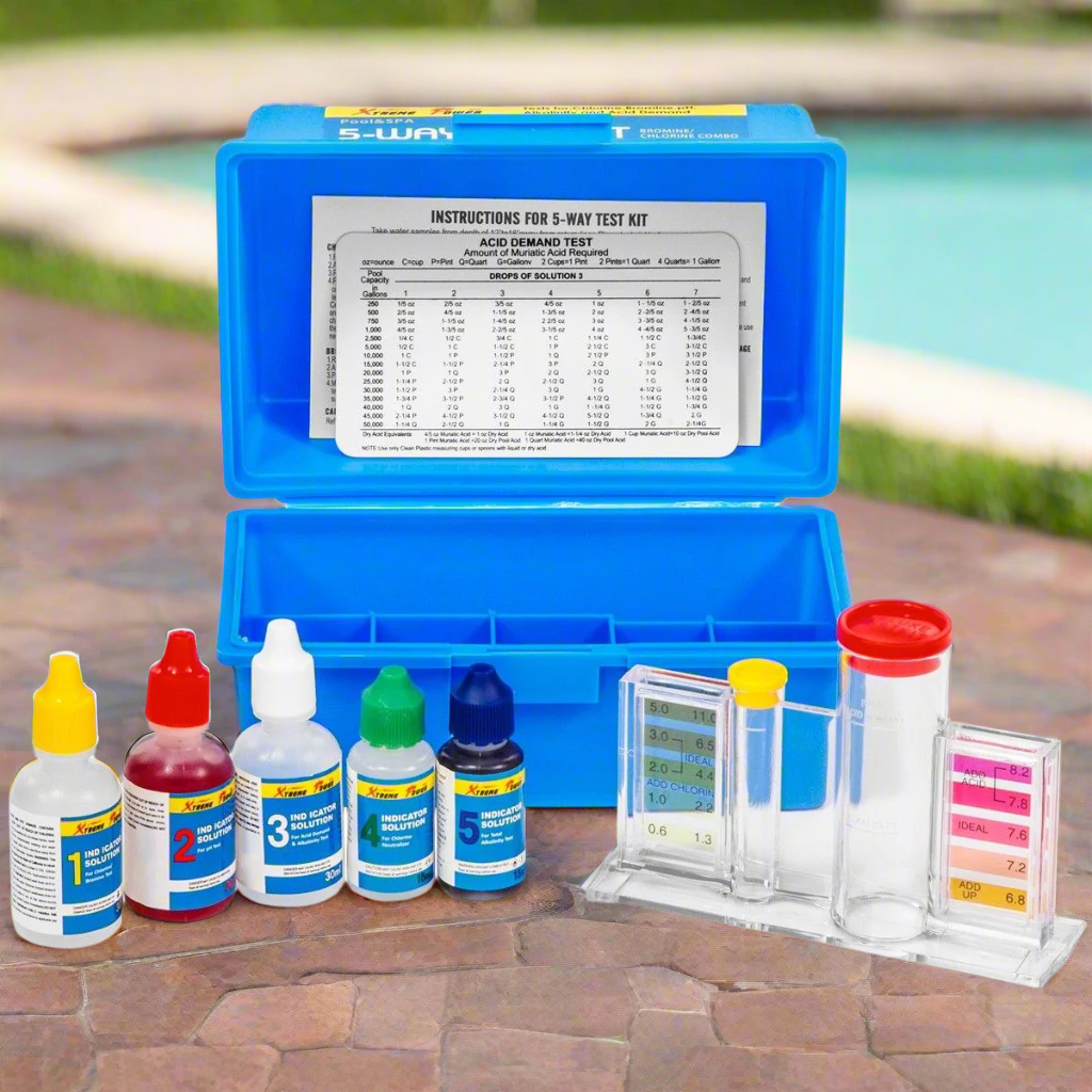 XtremepowerUS 5 Way Swimming Pool Spa Water Chemical Test Kit CHLORINE BROMINE