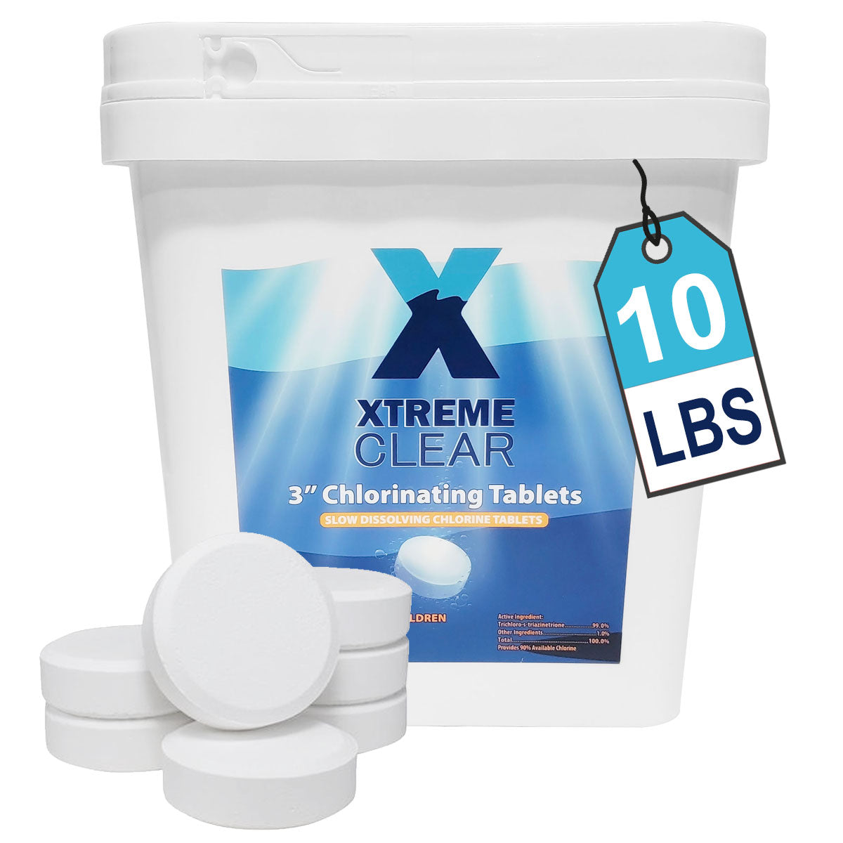 Xtremeclear 3" Stabilized Chlorine Tablets 10 Pounds Swimming Pool Hot Tub Spa