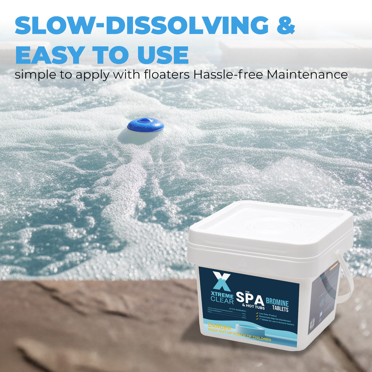 Xtremeclear Bromine Tablets for Spa & Hot Tub – 5 lbs Bottle, 1-Inch Tablets