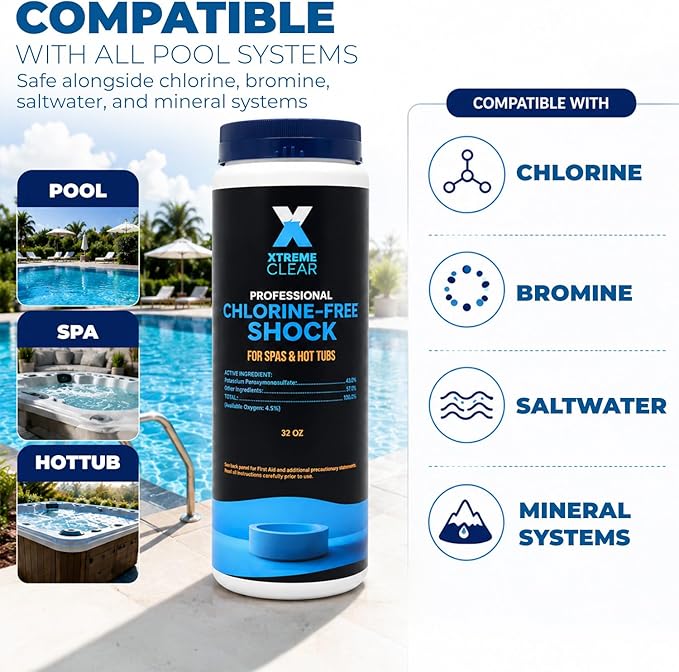 XtremepowerUS XtremeClear Non-Chlorine Spa & Pool Shock Oxidizer, 32 oz