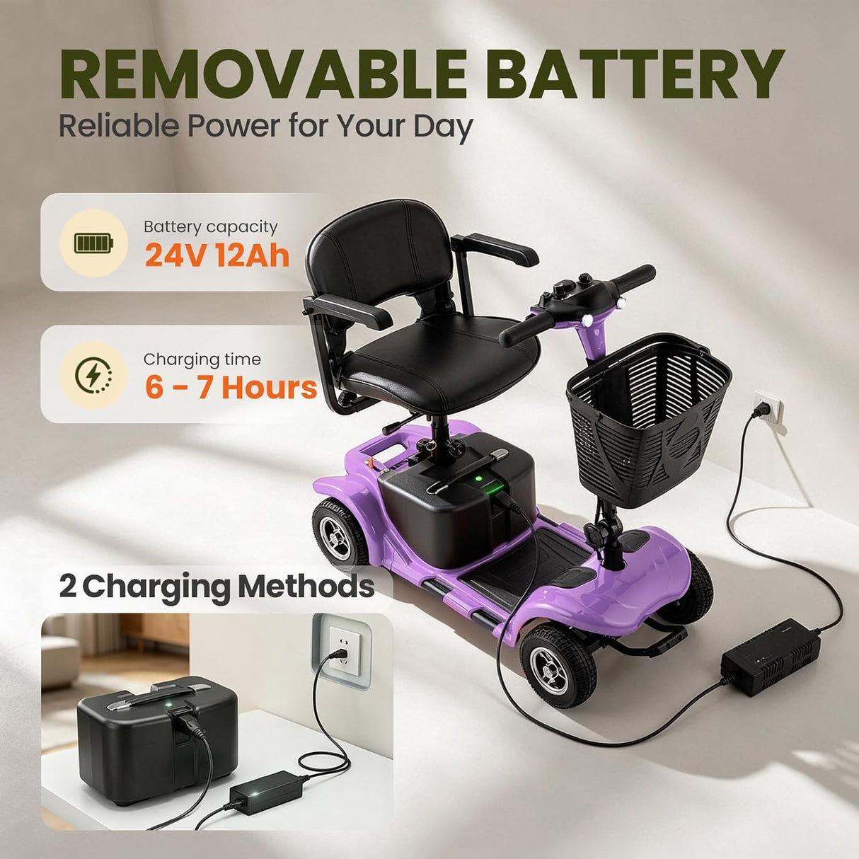 4 Wheel Mobility Scooter for Seniors, Foldable, 15 Miles, 4.5 MPH, 330 LBS