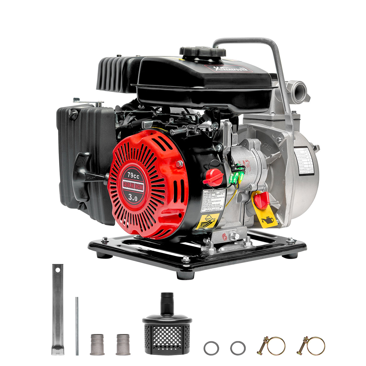XtremepowerUS Portable 79CC Gas Gasoline Water Pump 3HP 4-Stroke Engine 36GPM 1-Inch