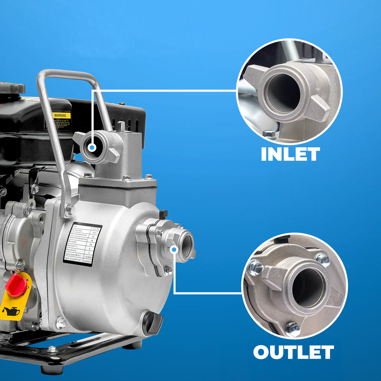 XtremepowerUS Portable 79CC Gas Gasoline Water Pump 3HP 4-Stroke Engine 36GPM 1-Inch