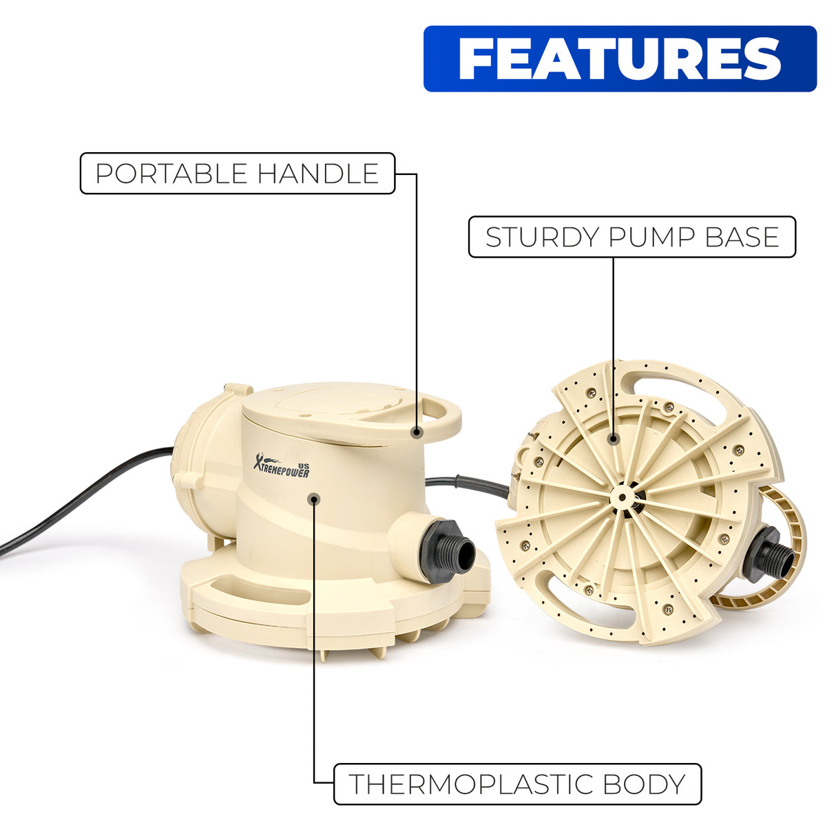 XtremepowerUS Automatic/Manual Swimming Pool Cover Water Pump 1743 GPH 1/2HP