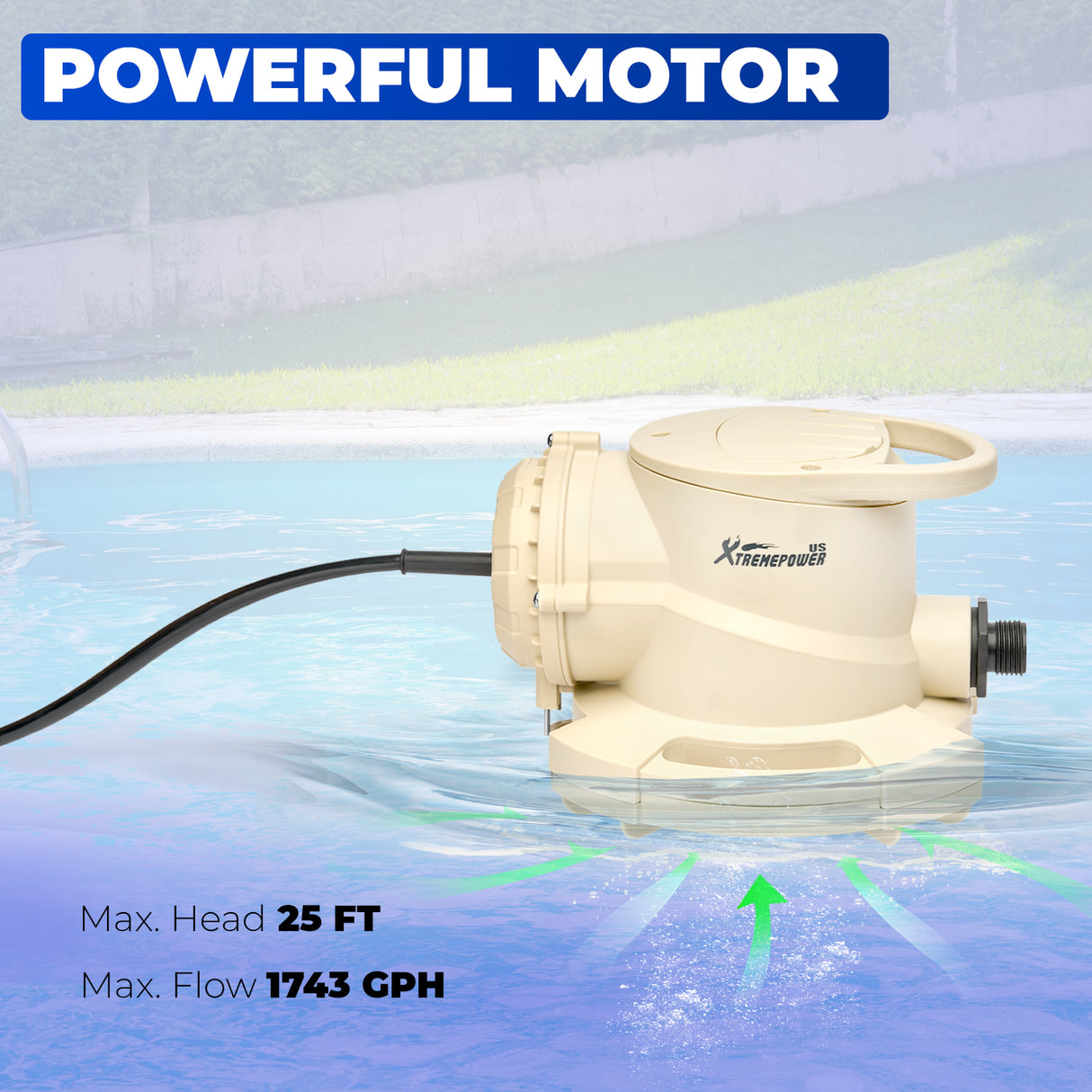 XtremepowerUS Automatic/Manual Swimming Pool Cover Water Pump 1743 GPH 1/2HP