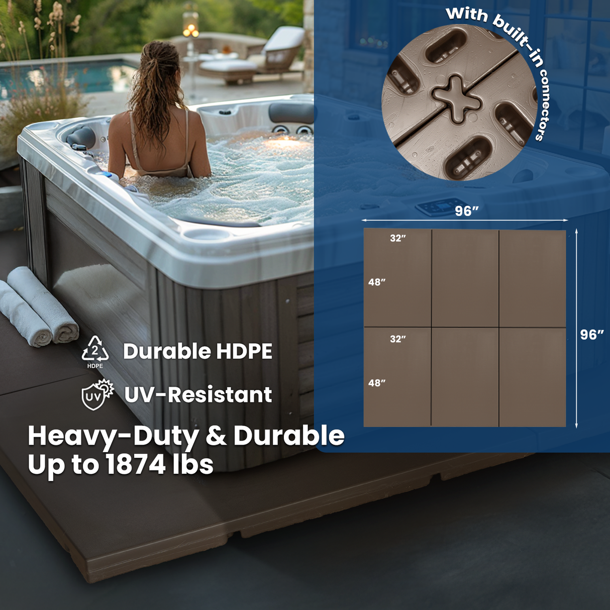 XtremepowerUS Heavy Duty Spa Pad Hot Tub Connectable, Brown