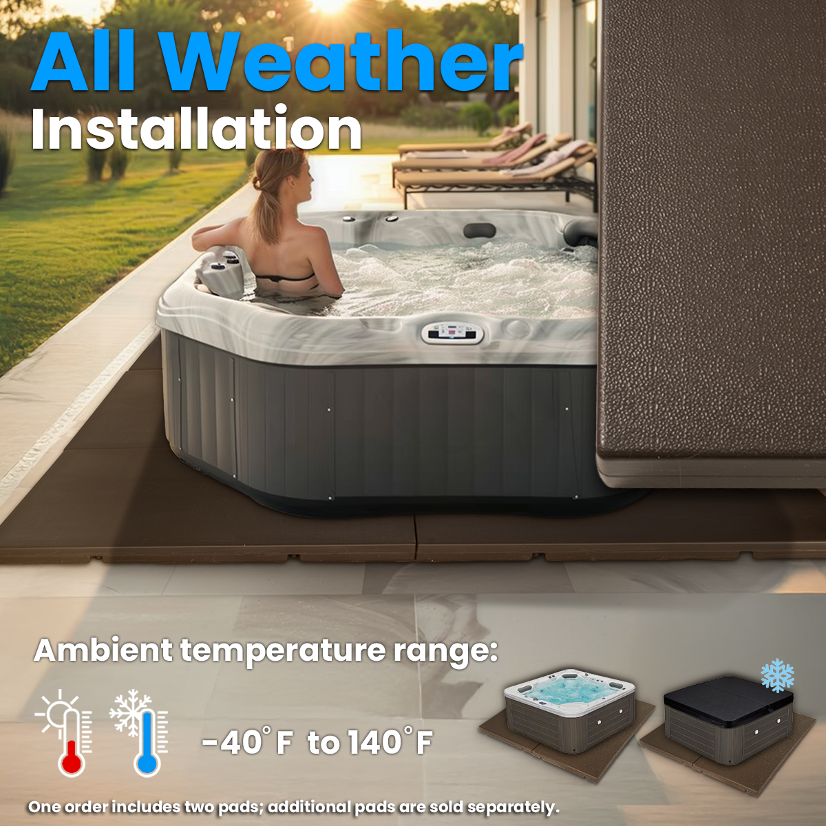 XtremepowerUS Heavy Duty Spa Pad Hot Tub Connectable, Brown