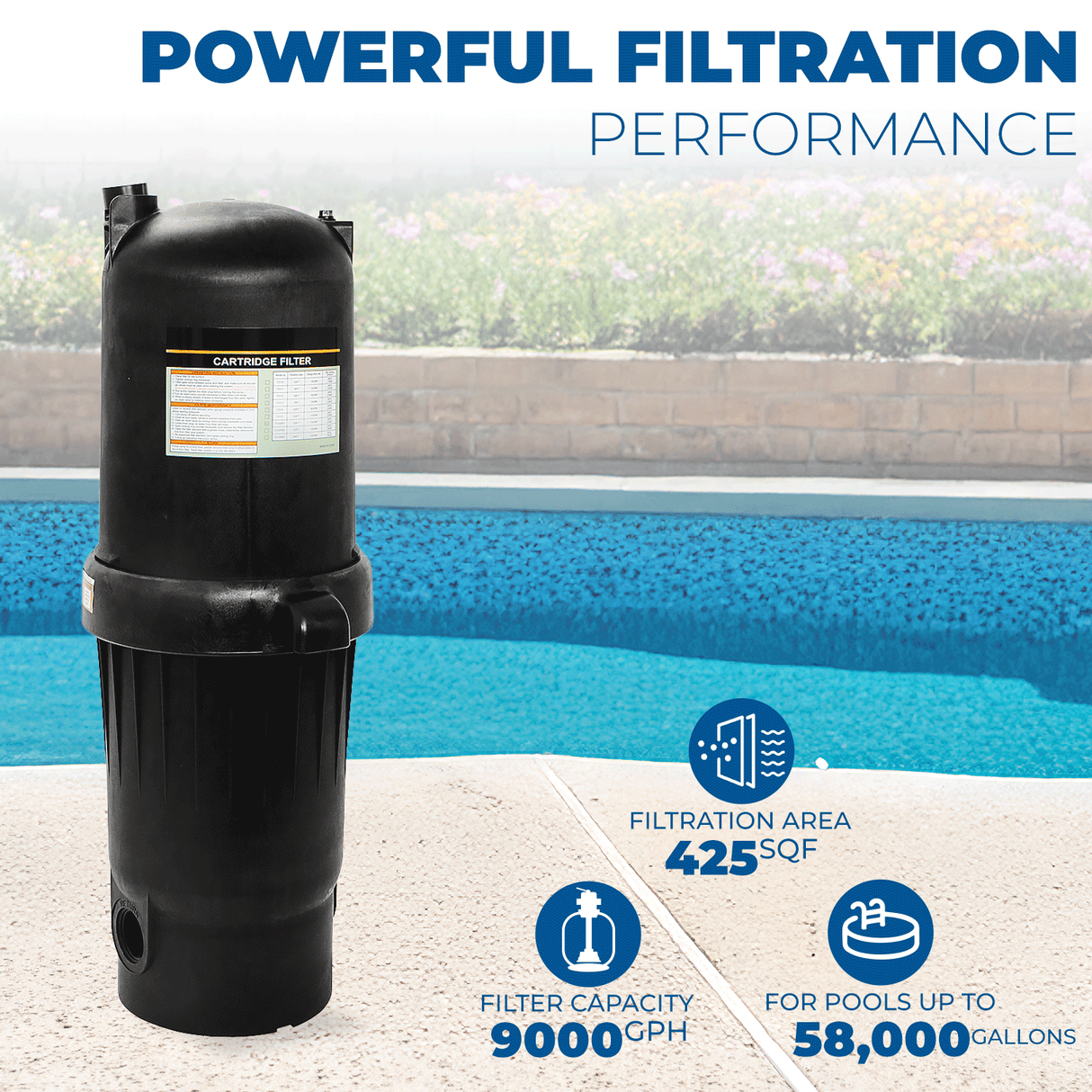 XtremepowerUS 175 Square Foot for In-Ground Pool & Spa Cartridge Filter Clean