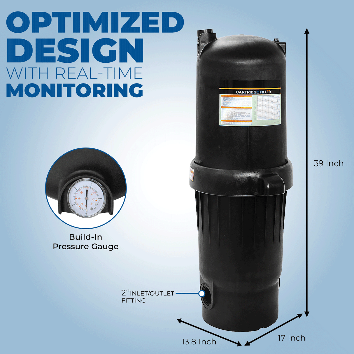 XtremepowerUS 175 Square Foot for In-Ground Pool & Spa Cartridge Filter Clean