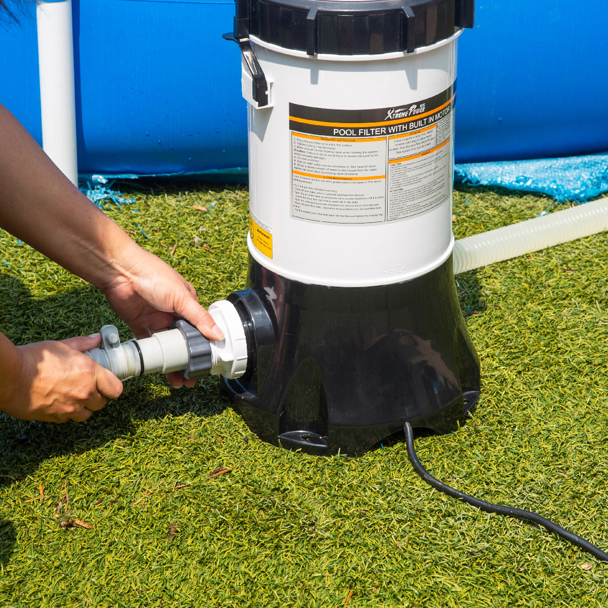 XtremepowerUS Pool Filter Cartridge System for Above Ground Pool w/Built-in Pump
