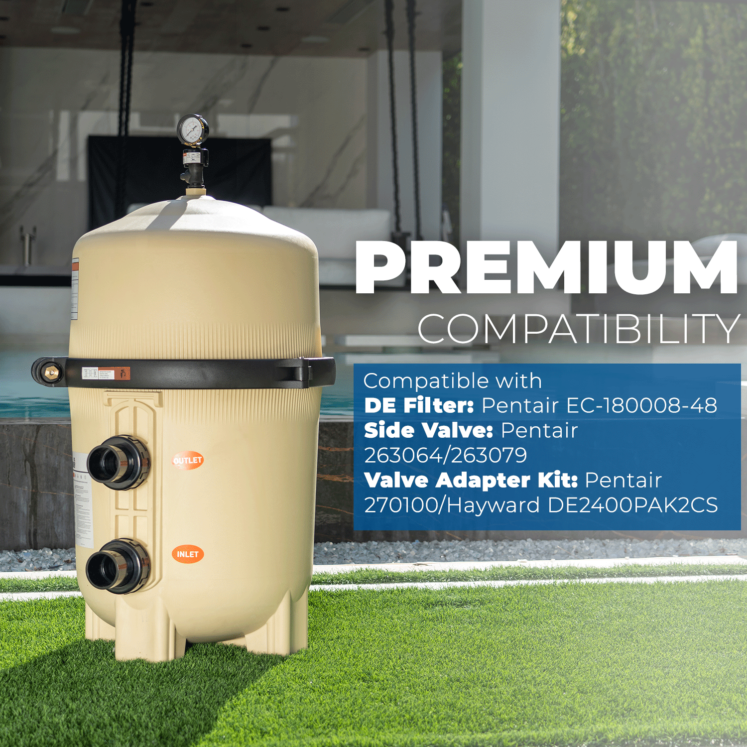 XtremepowerUS Maximum Clean Inground Swimming DE Pool Filter 48 sq. ft, Beige