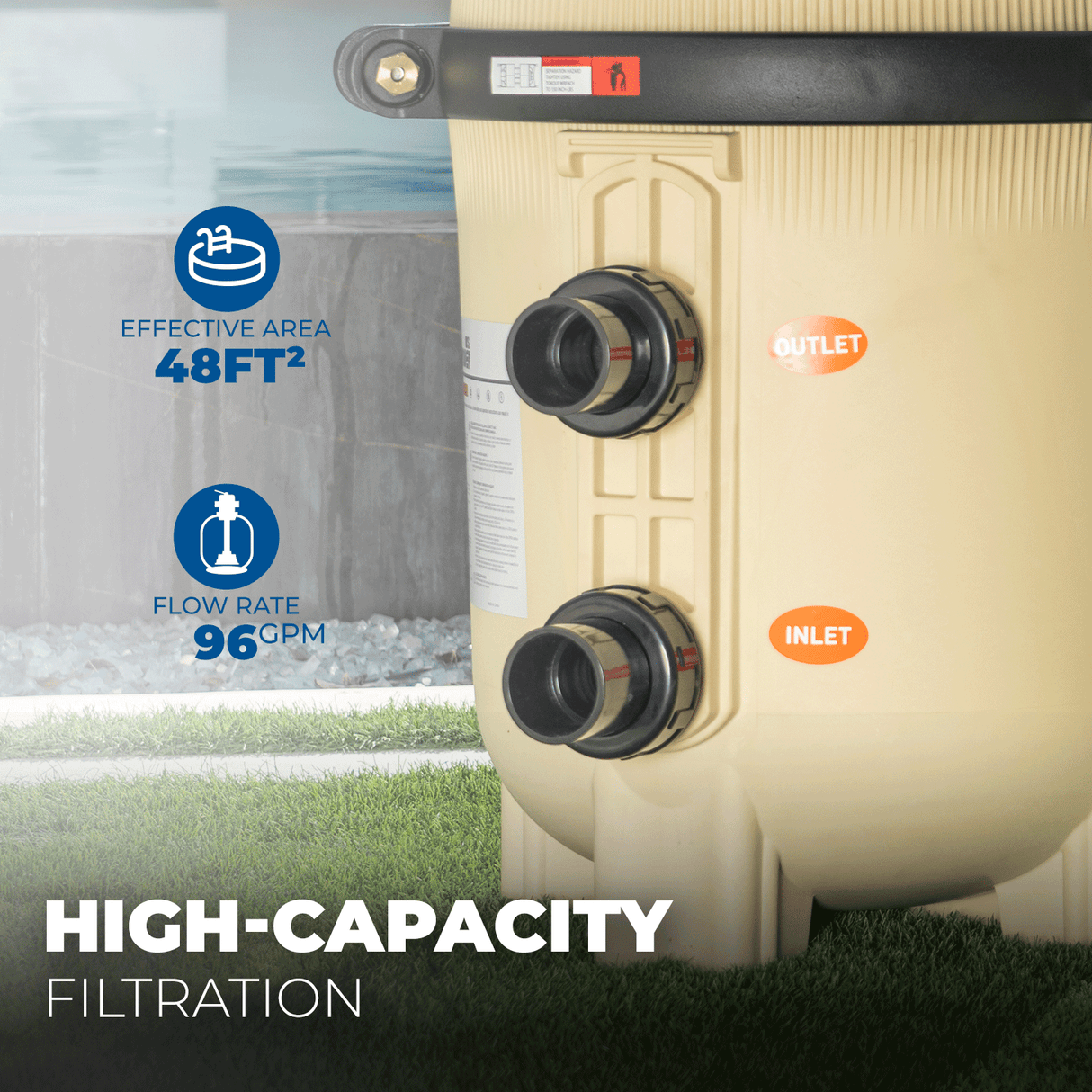 XtremepowerUS Maximum Clean Inground Swimming DE Pool Filter 48 sq. ft, Beige