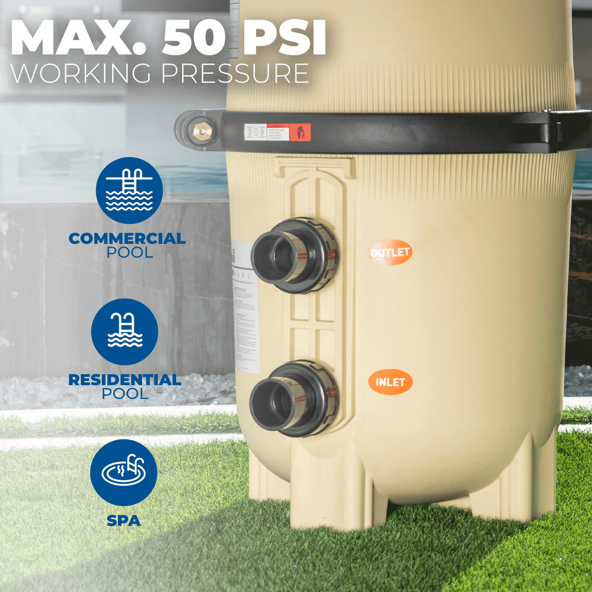 XtremepowerUS Maximum Clean Inground Swimming DE Pool Filter 48 sq. ft, Beige