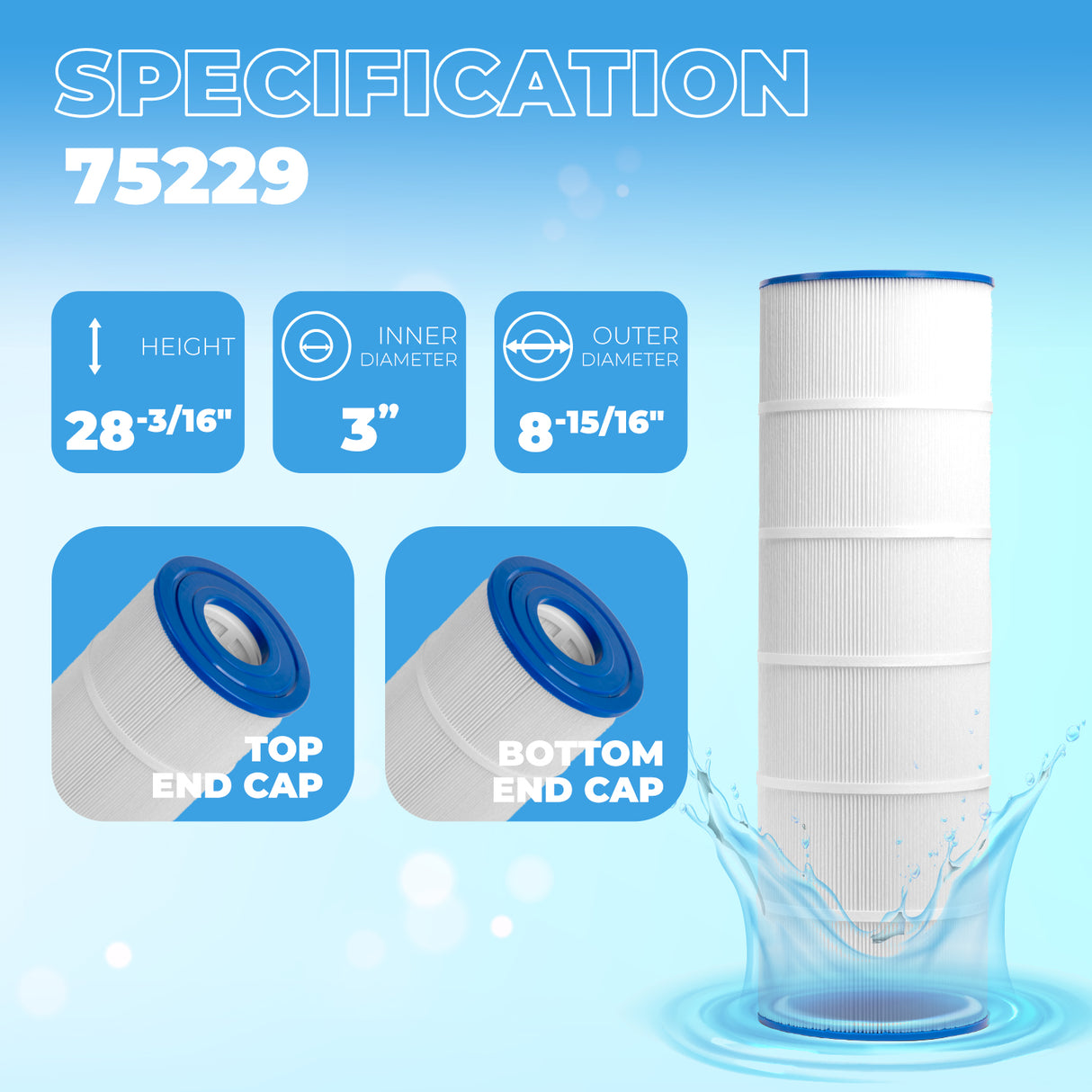 XtremepowerUS Pool Filter Replacement Cartridge 4x175 sq.ft 28-3/16" x 8-15/16"