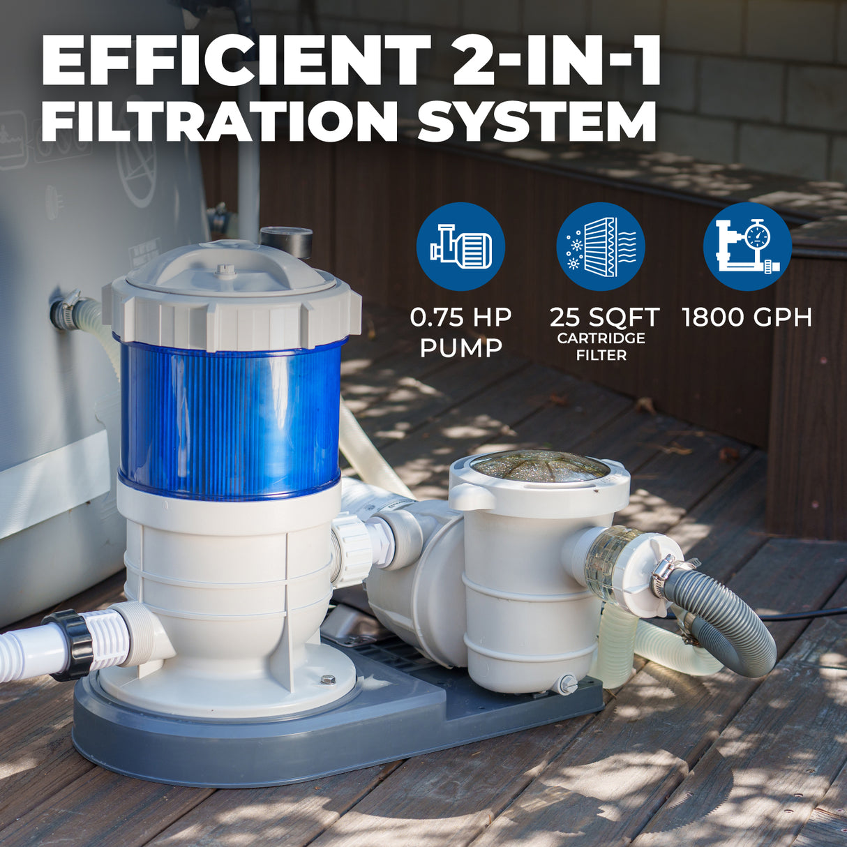 XtremepowerUS Pool Filter Cartridge System for Above Ground Pool w/Pump