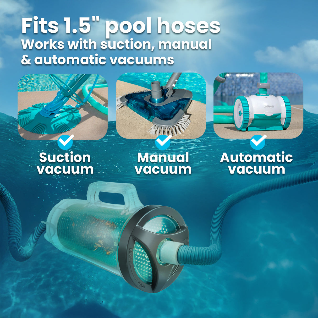 XtremepowerUS Pool Leaf Canister with Basket & Skimmer (6 Sock)