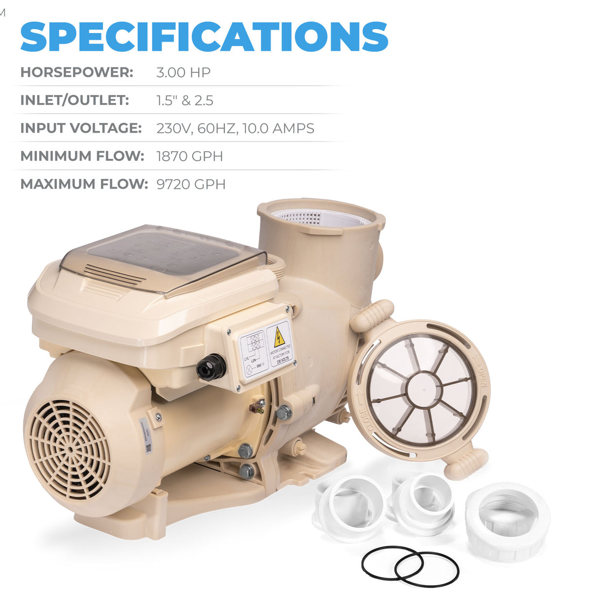 3 HP Swimming Pool Pump Variable Speed Inground Pool