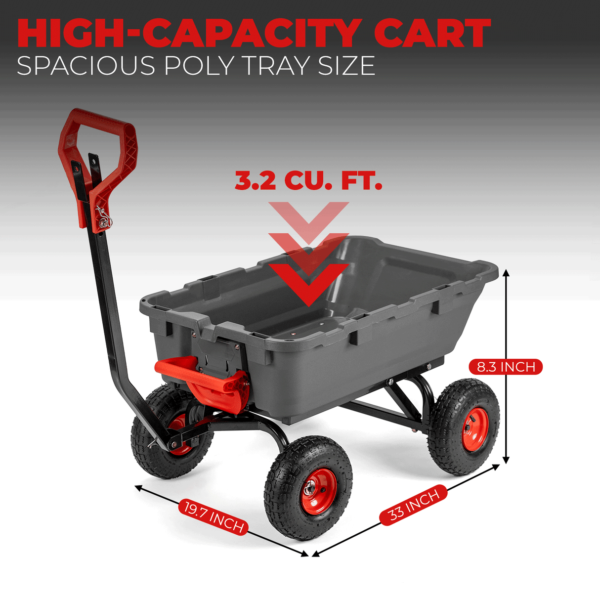2-in-1 Heavy-Duty Poly Dump Garden Cart, 800-Pound Capacity
