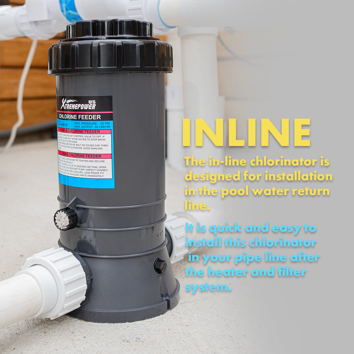 XtremepowerUS Automatic Chlorinator for Above Ground In-Ground Pool In-Line 9lbs