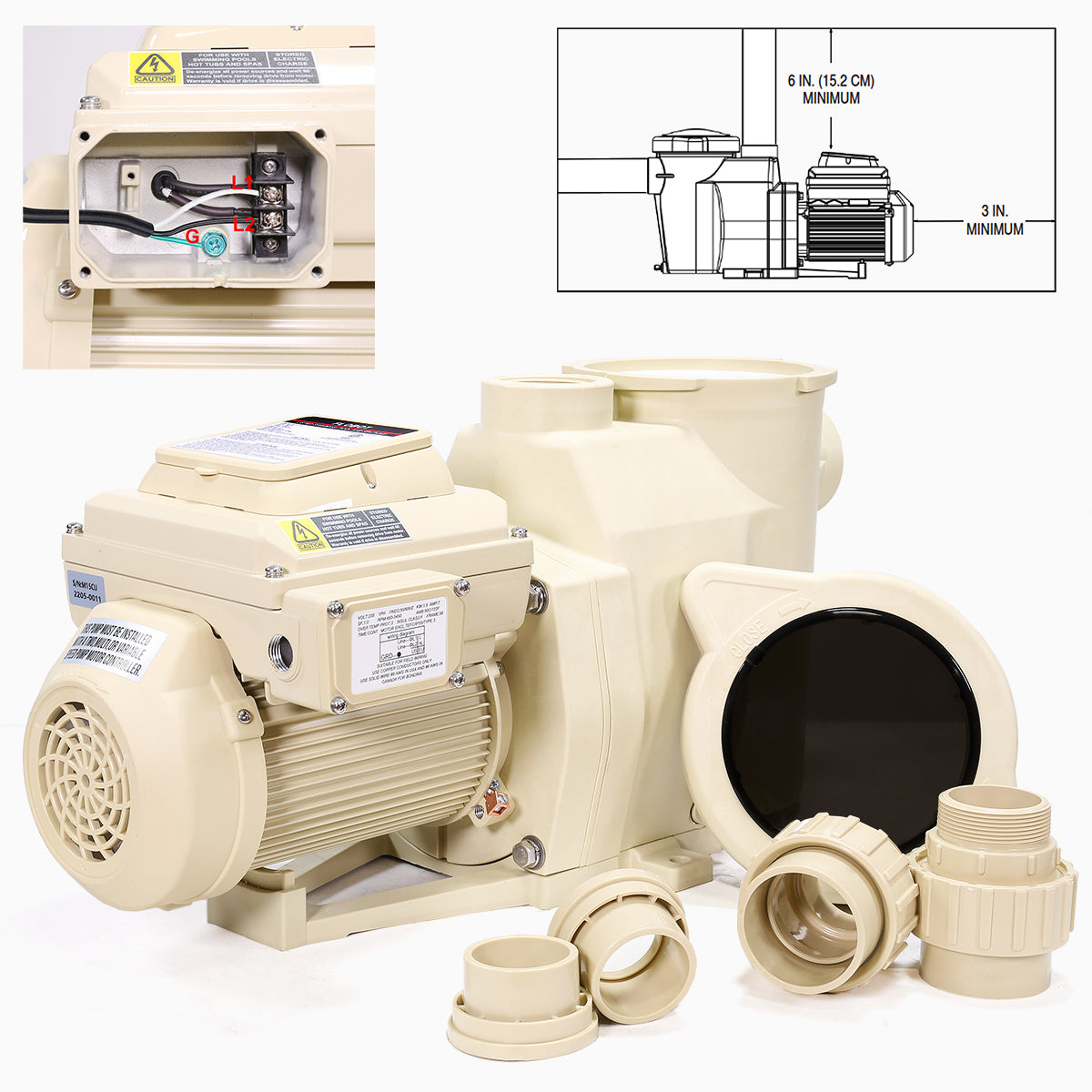 XtremepowerUS 2HP High Flo Pool Pump Variable Speed InGround Spa Pool Motor 230V