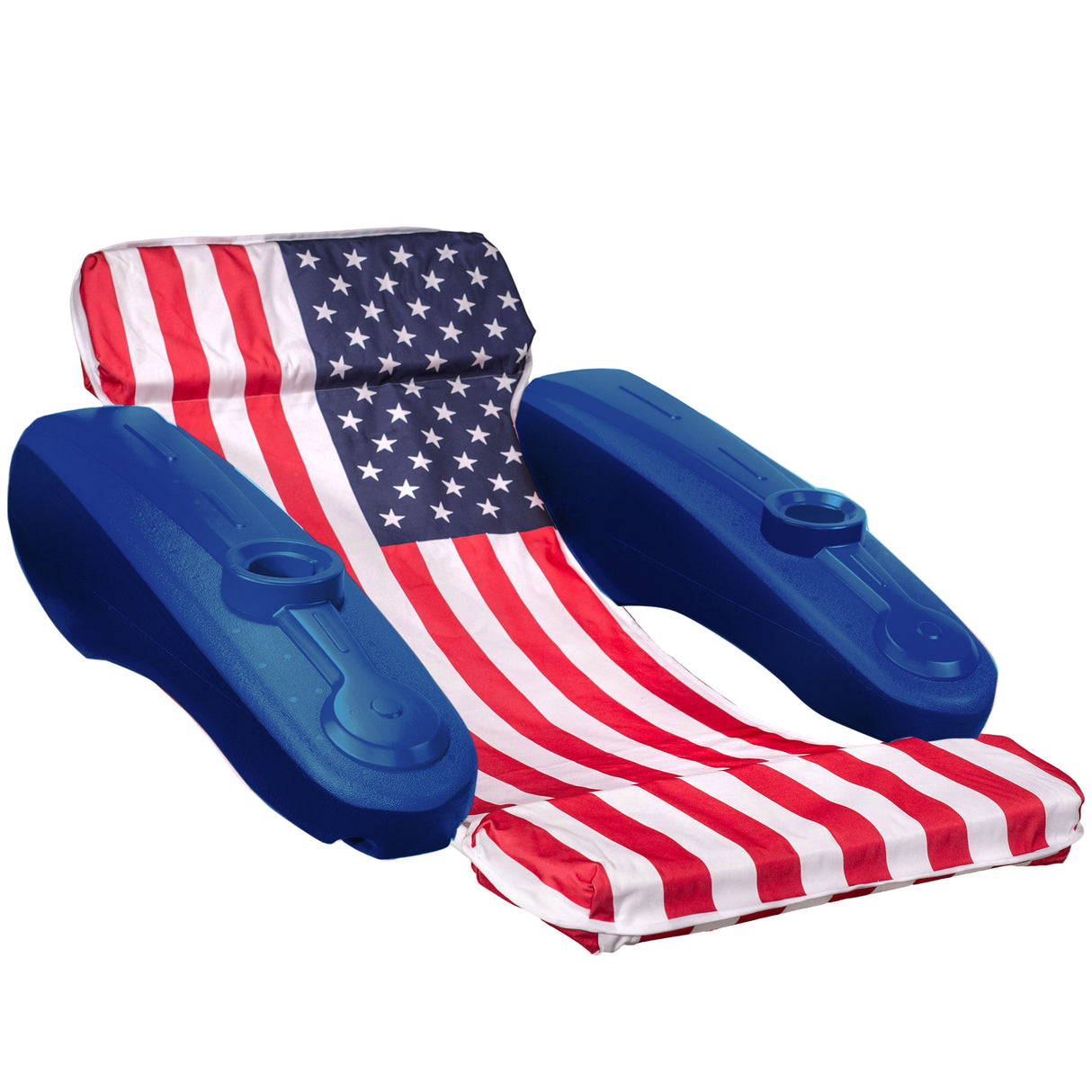 XtremepowerUS American Flag Swimming Pool Floating Chaise Lounge Cushion Cupholder